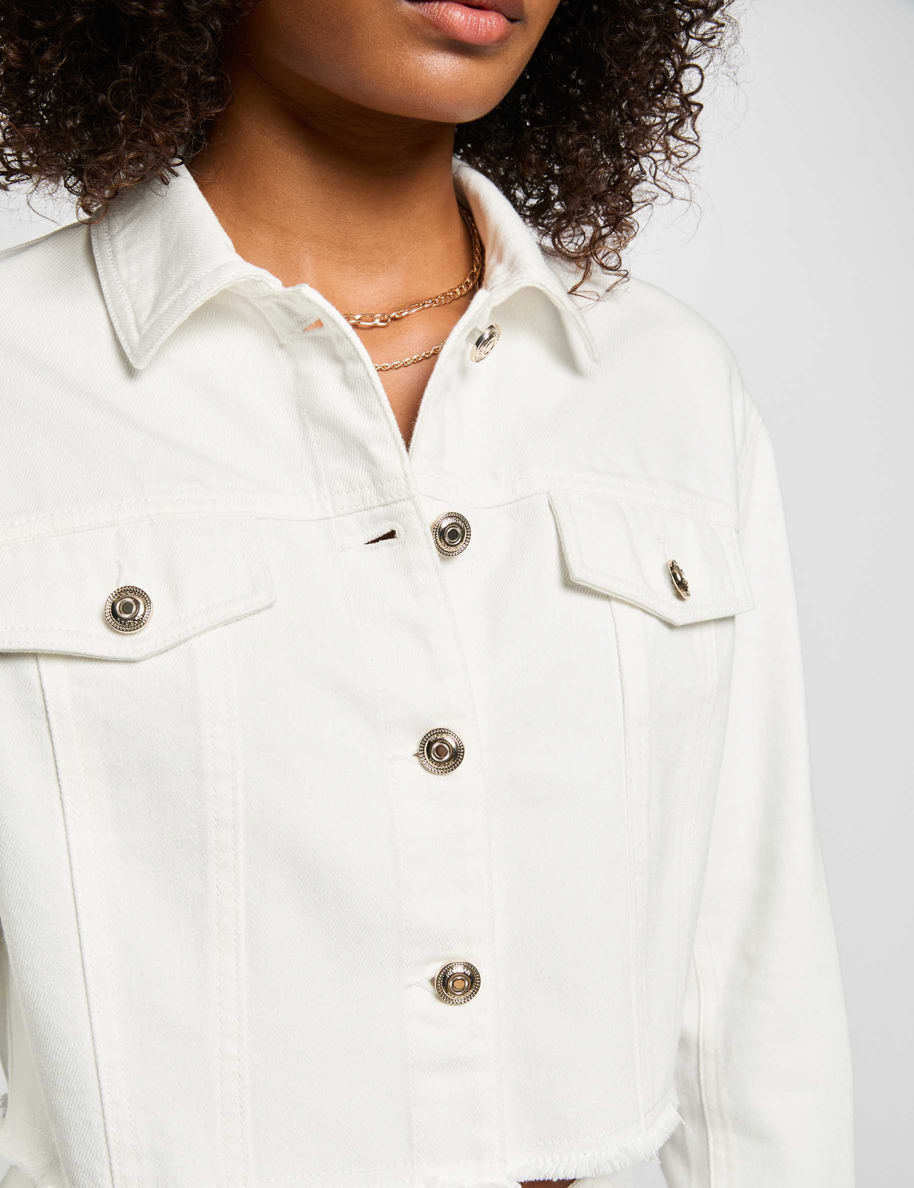 Short denim jacket white women