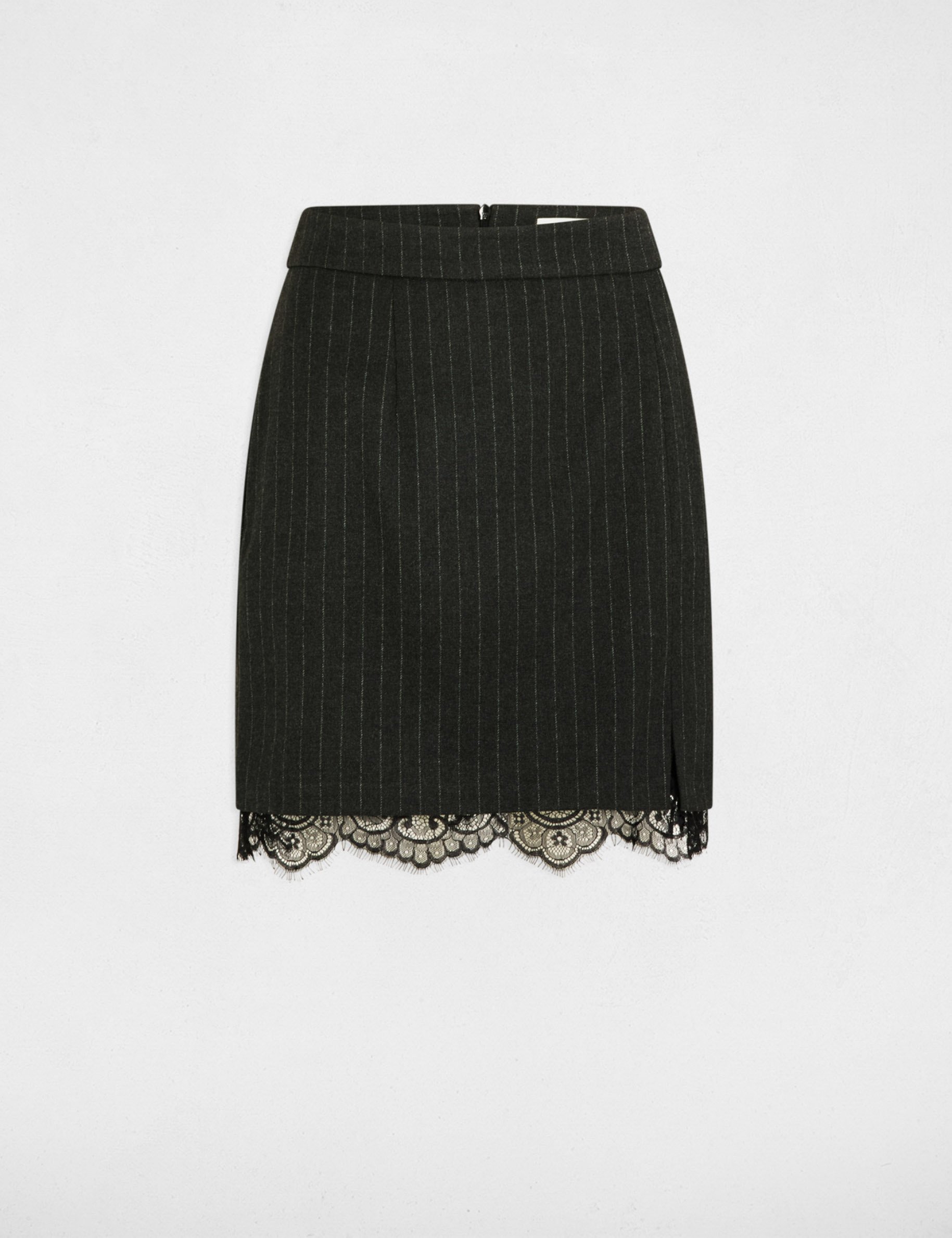 Striped mini skirt anthracite grey women