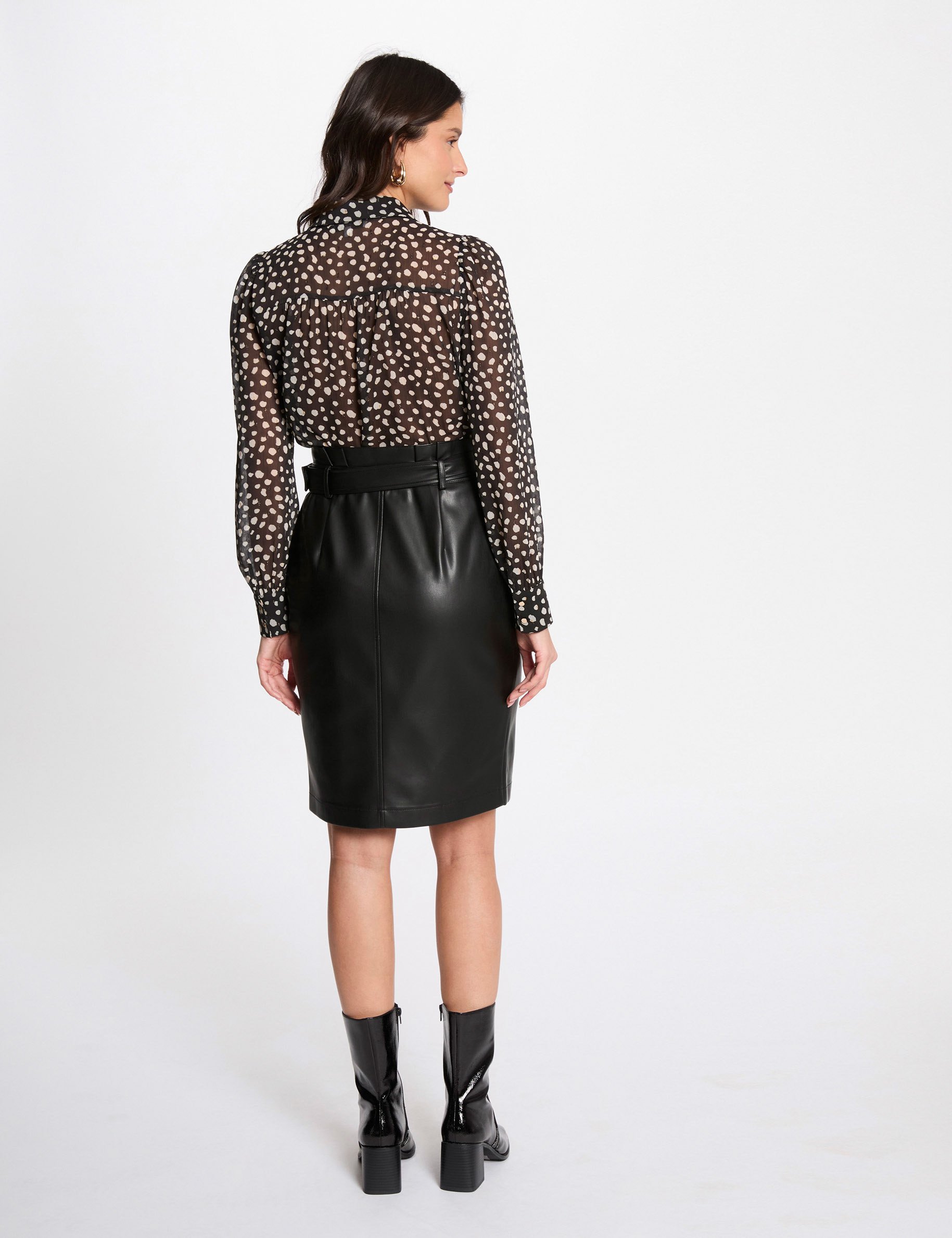 Faux leather pencil skirt black women