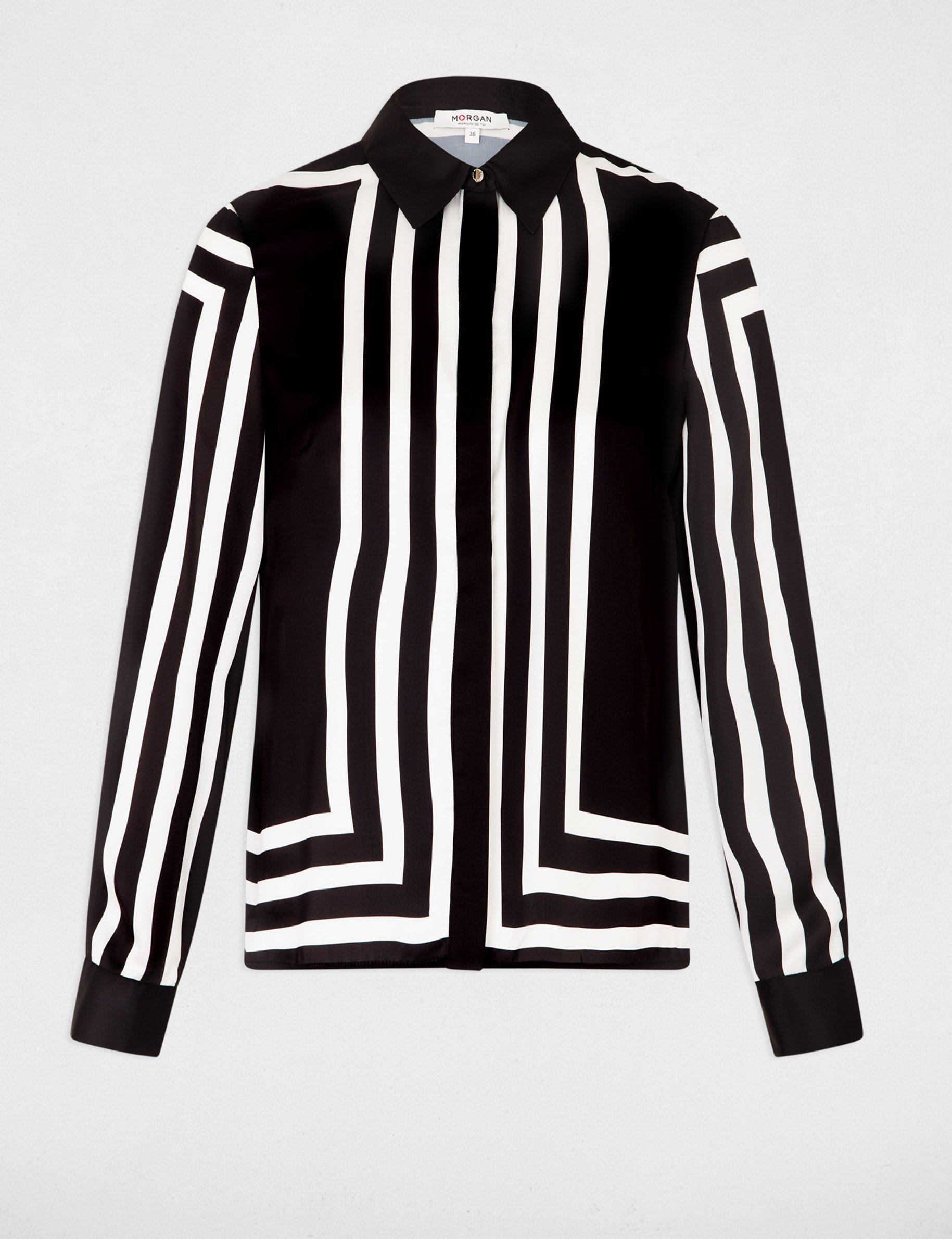 Striped long-sleeved shirt black women