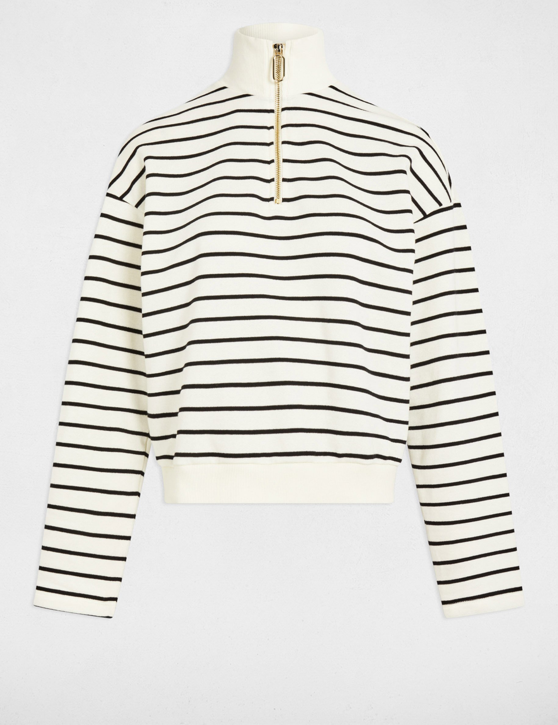 Striped long-sleeved sweat white women