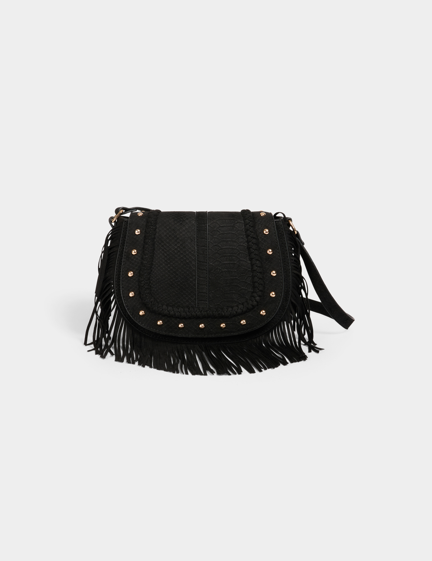 Bag croc effect and fringes black women