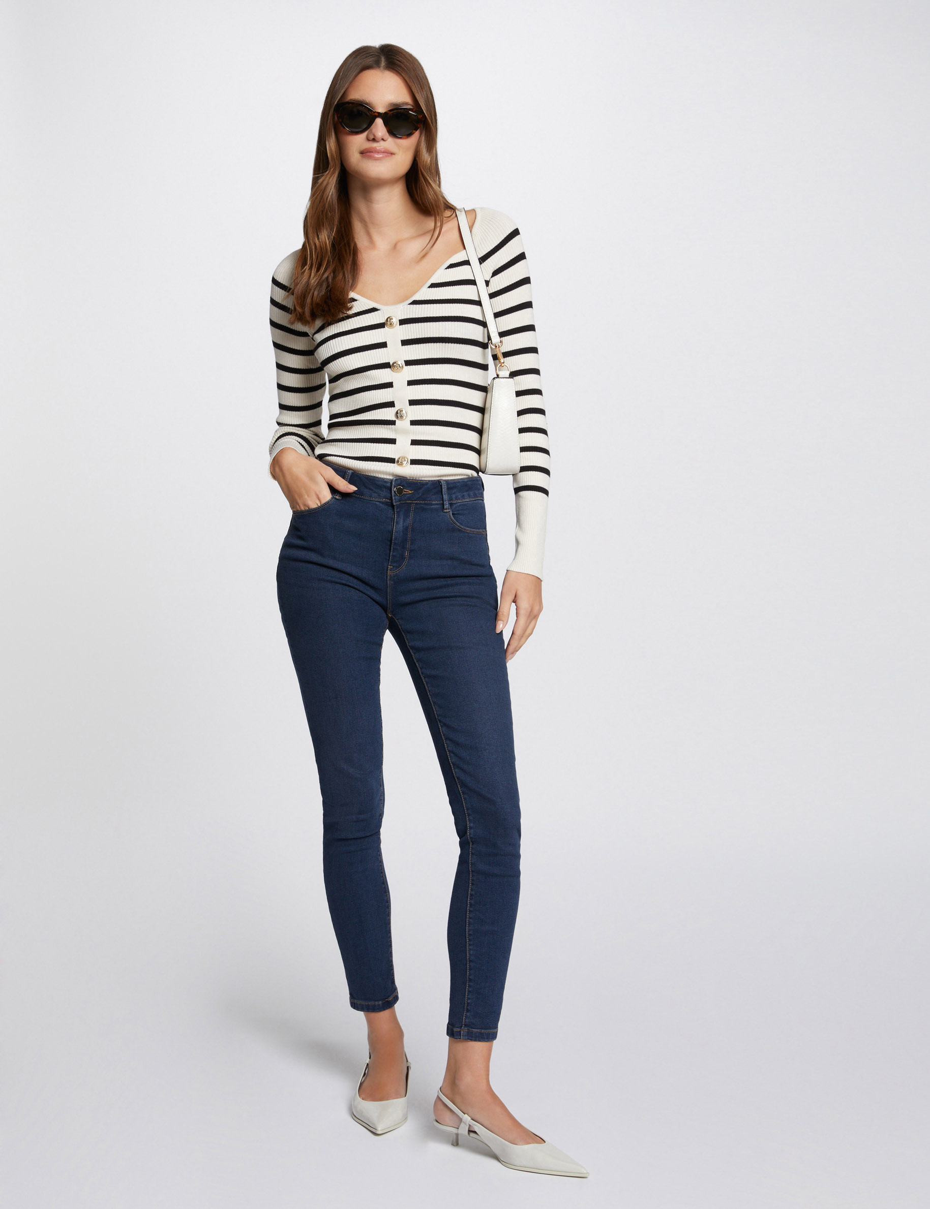 Jeans slim taille standard denim brut femme