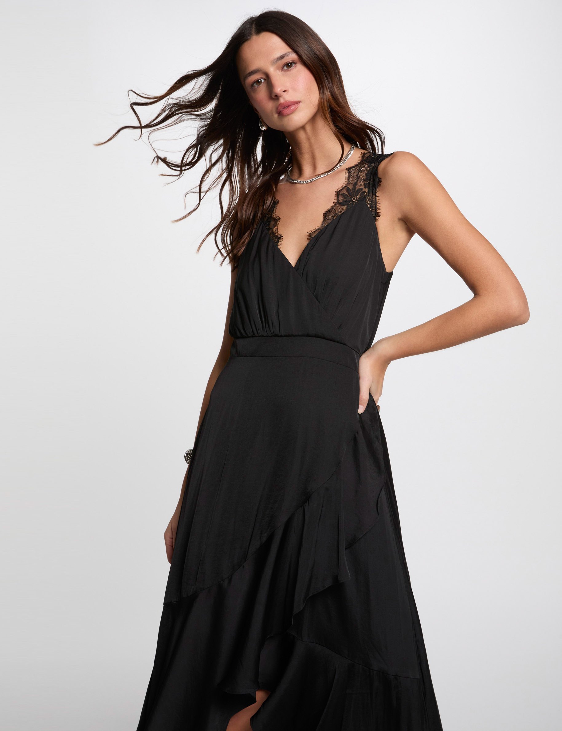 Maxi loose straight dress black women