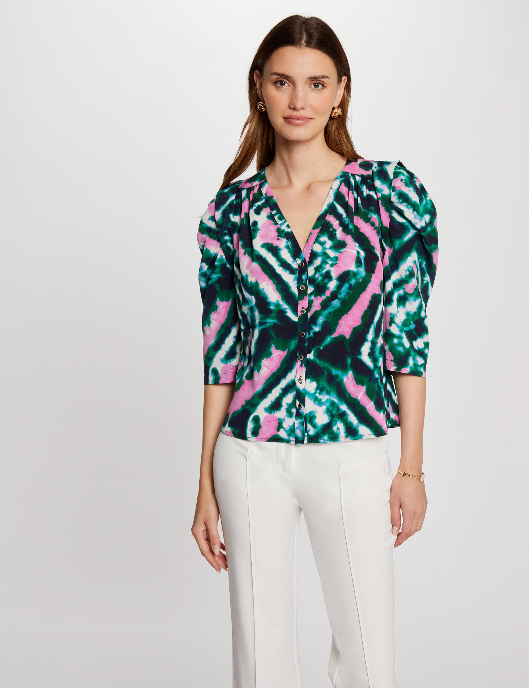 3/4-length sleeved shirt multicolored women