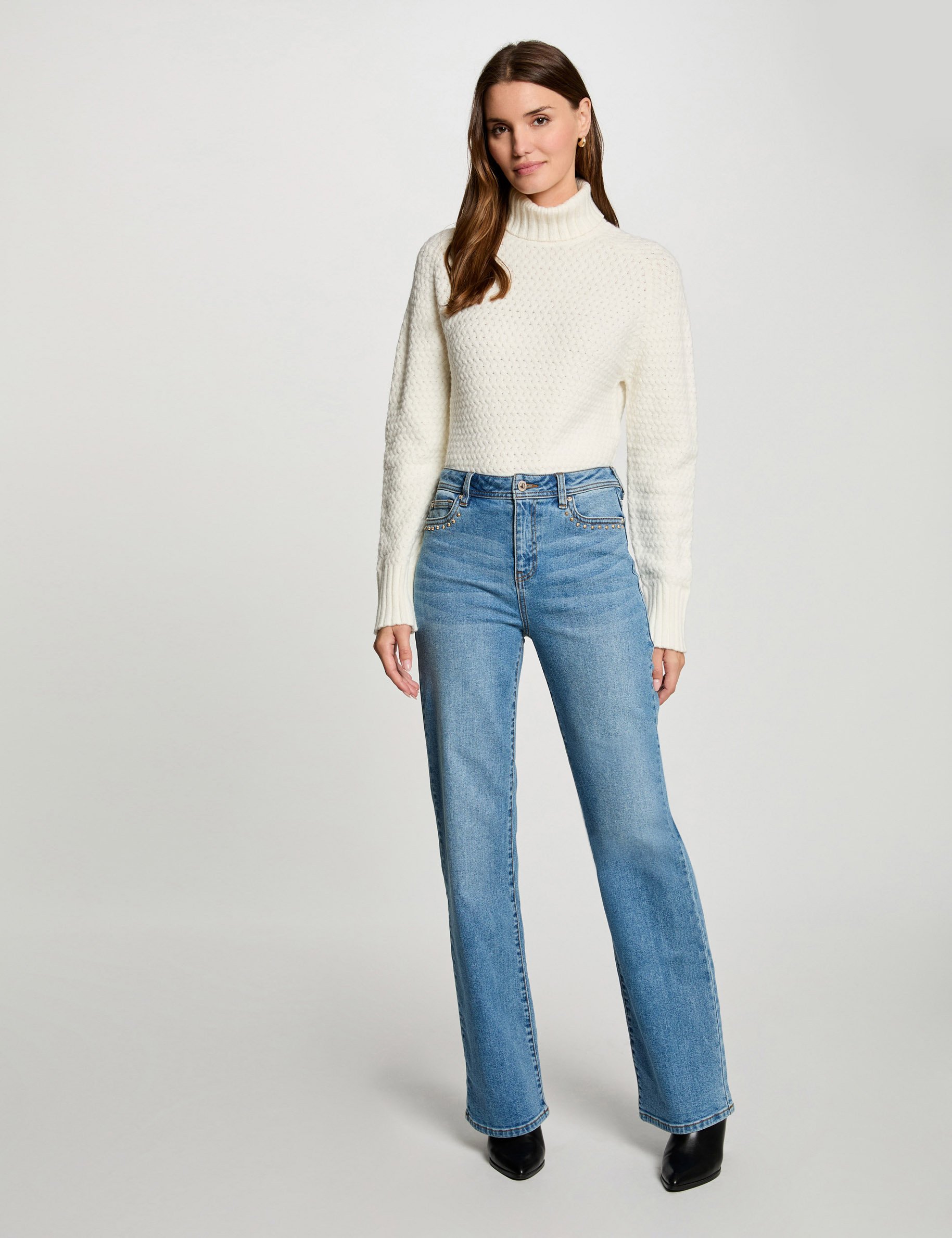 Jumper with turtleneck ecru women