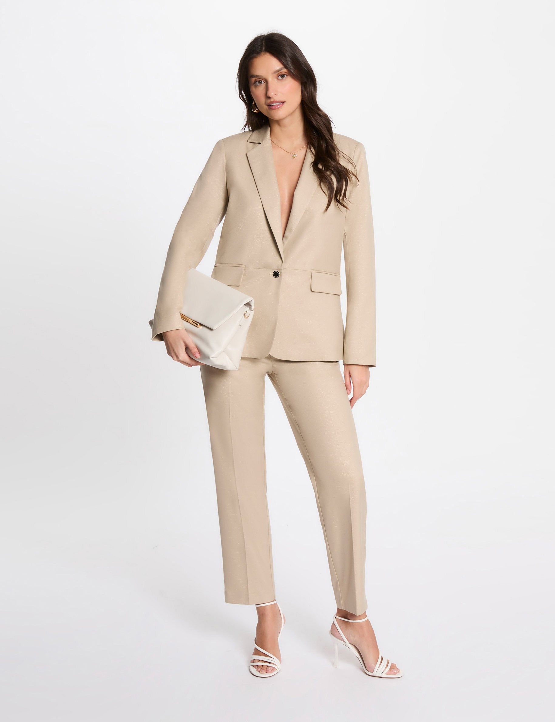 Blazer metallised threads light brown women