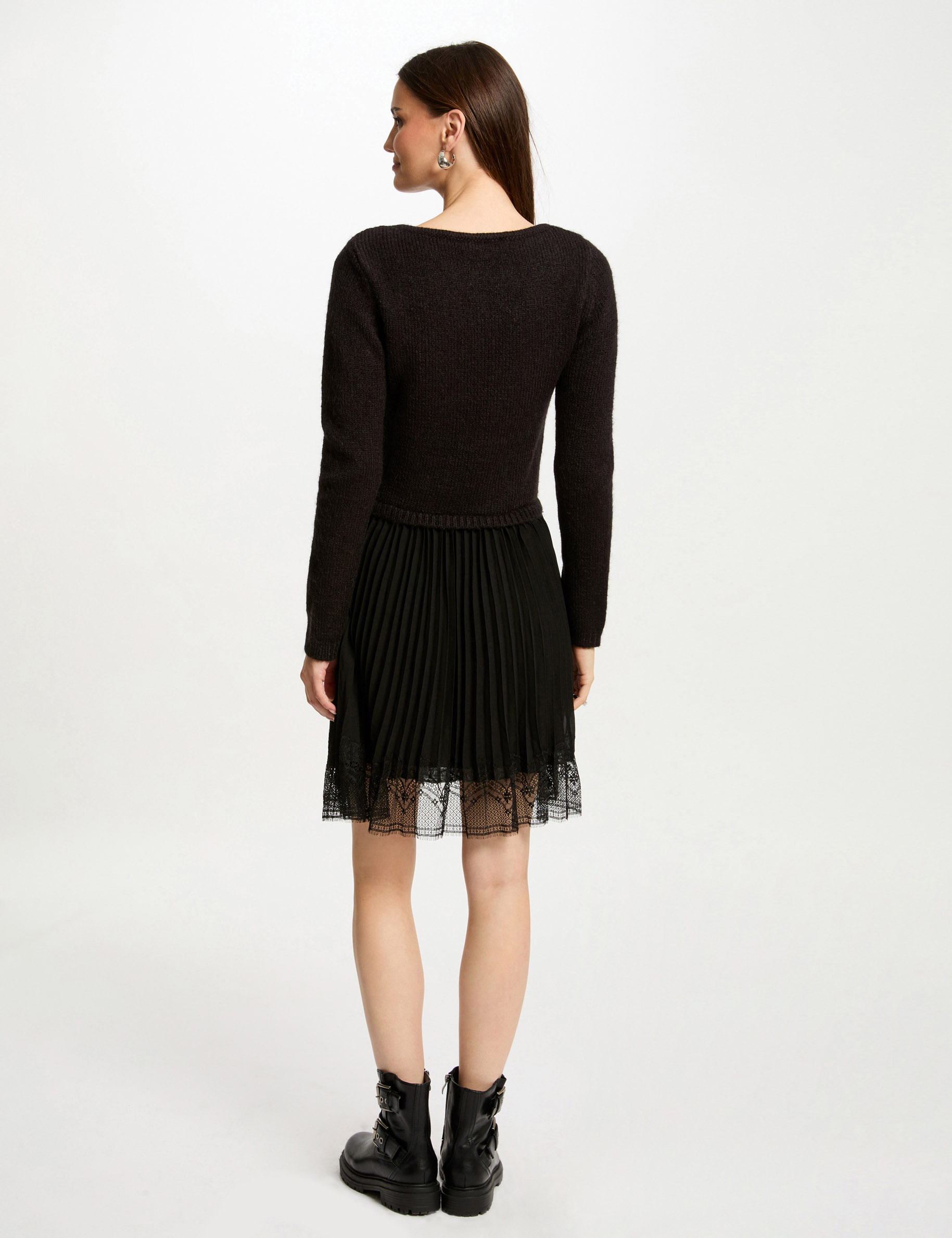 Fitted mini knitted dress black women