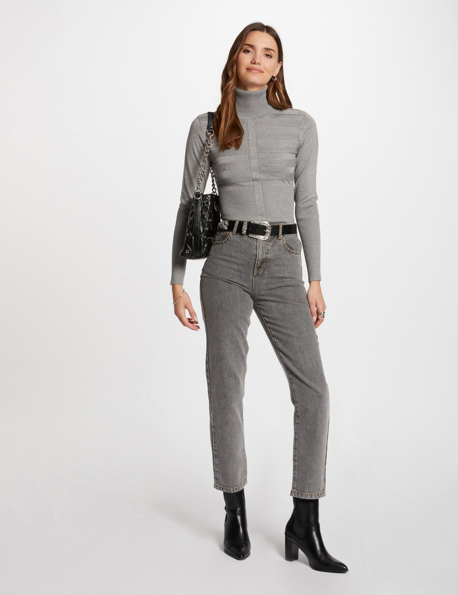 Long-sleeved jumper with turtleneck anthracite grey women