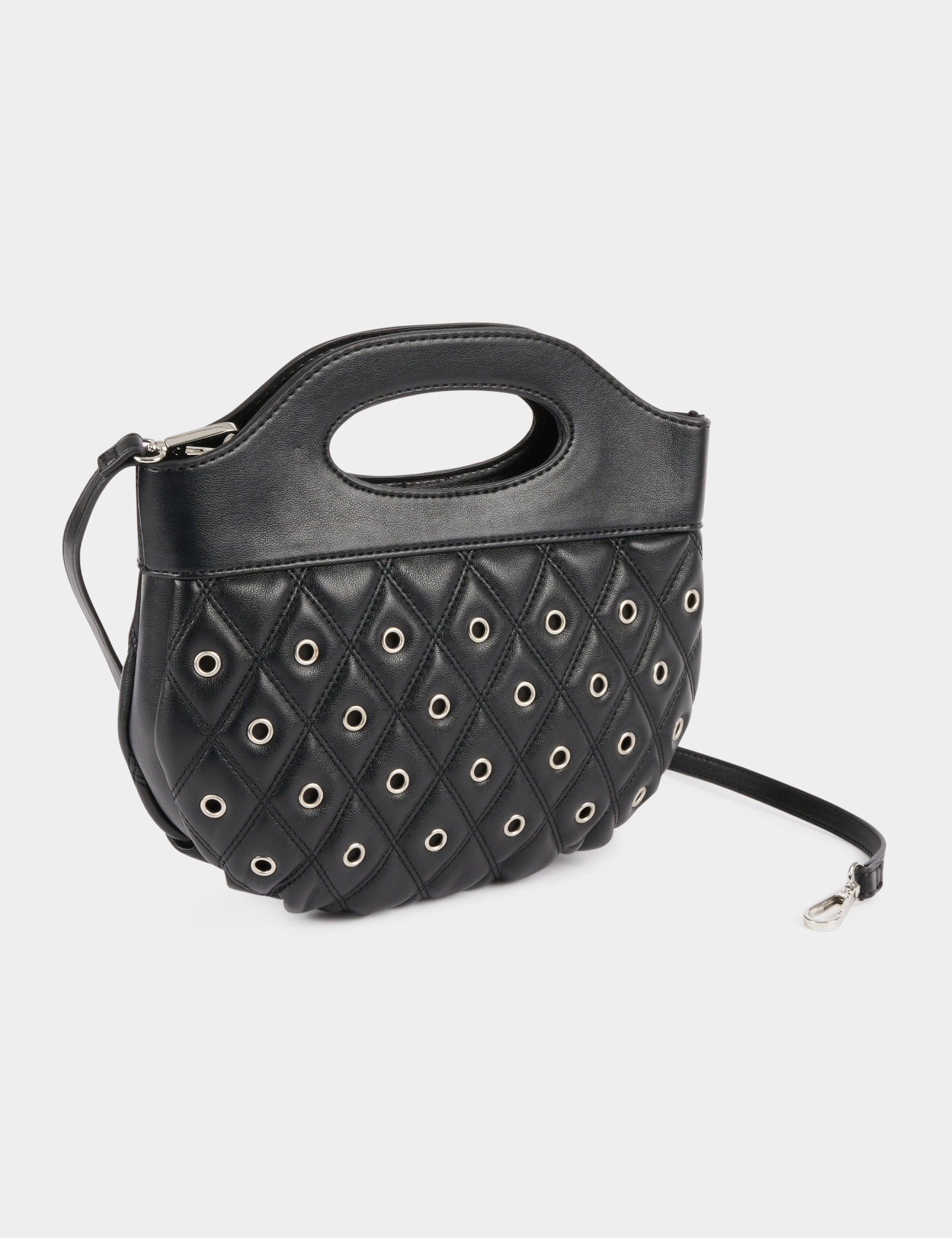 Sac arrondi matelassé oeillets noir femme