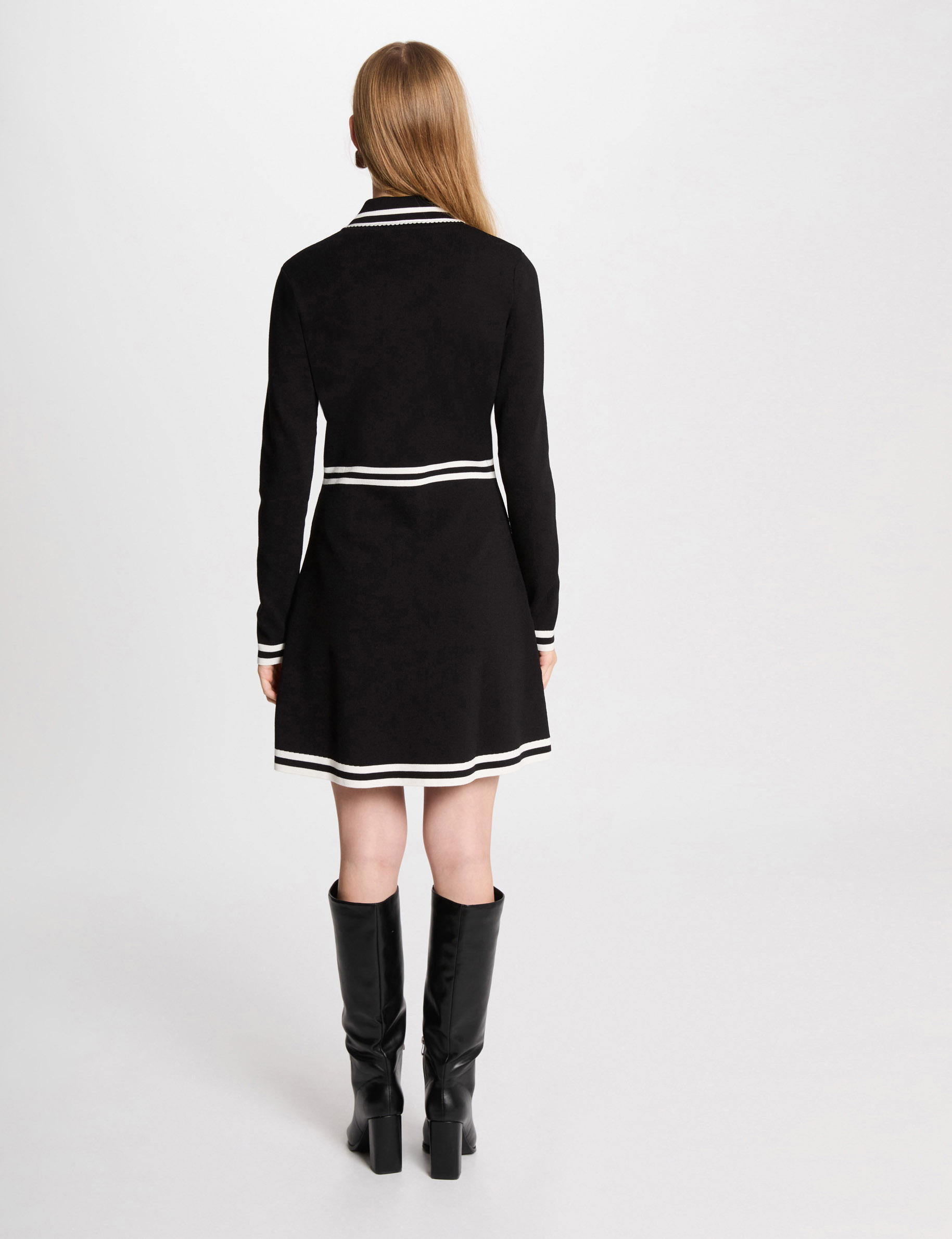 A-line mini knitted dress black women