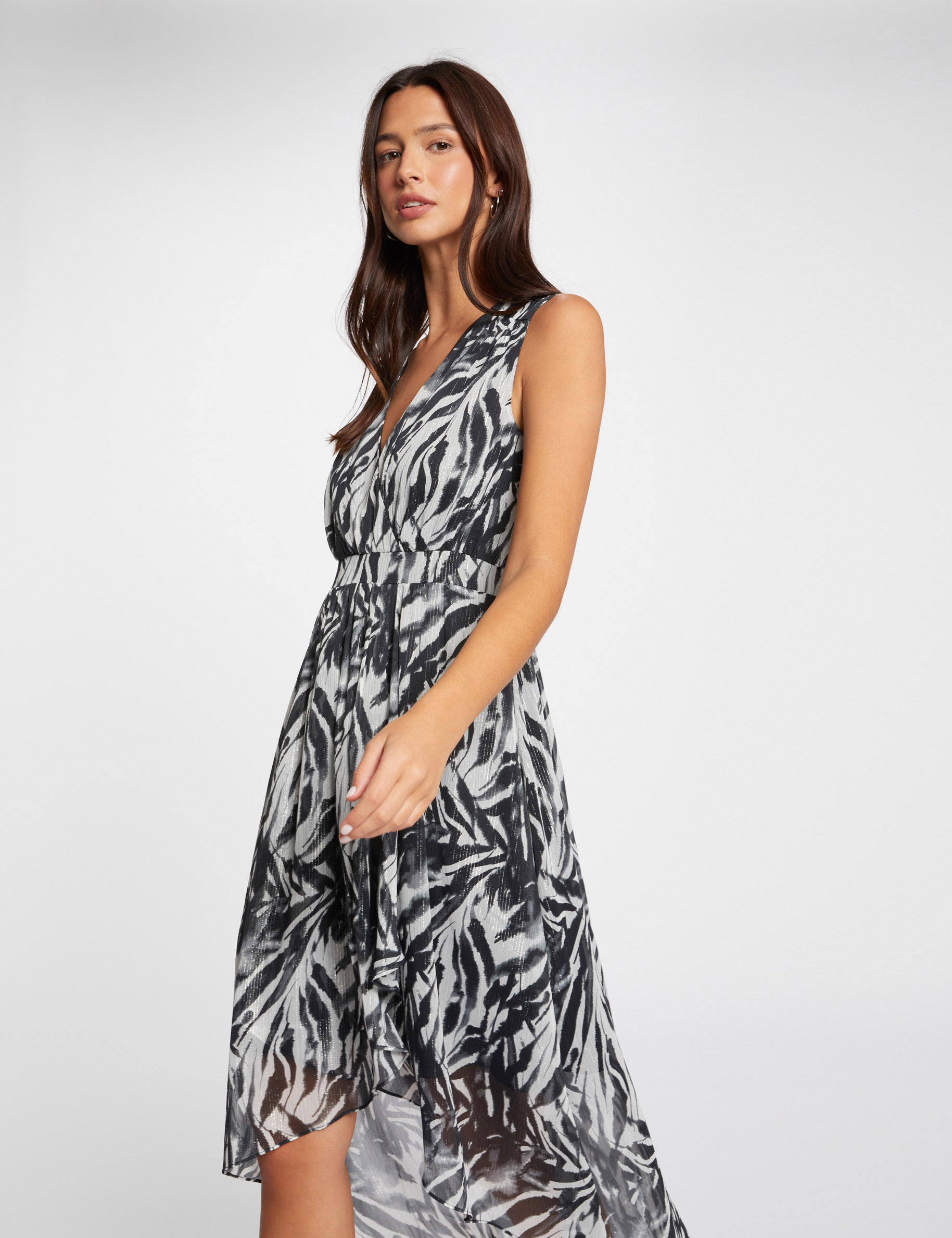 Printed waisted maxi dress multicolored women