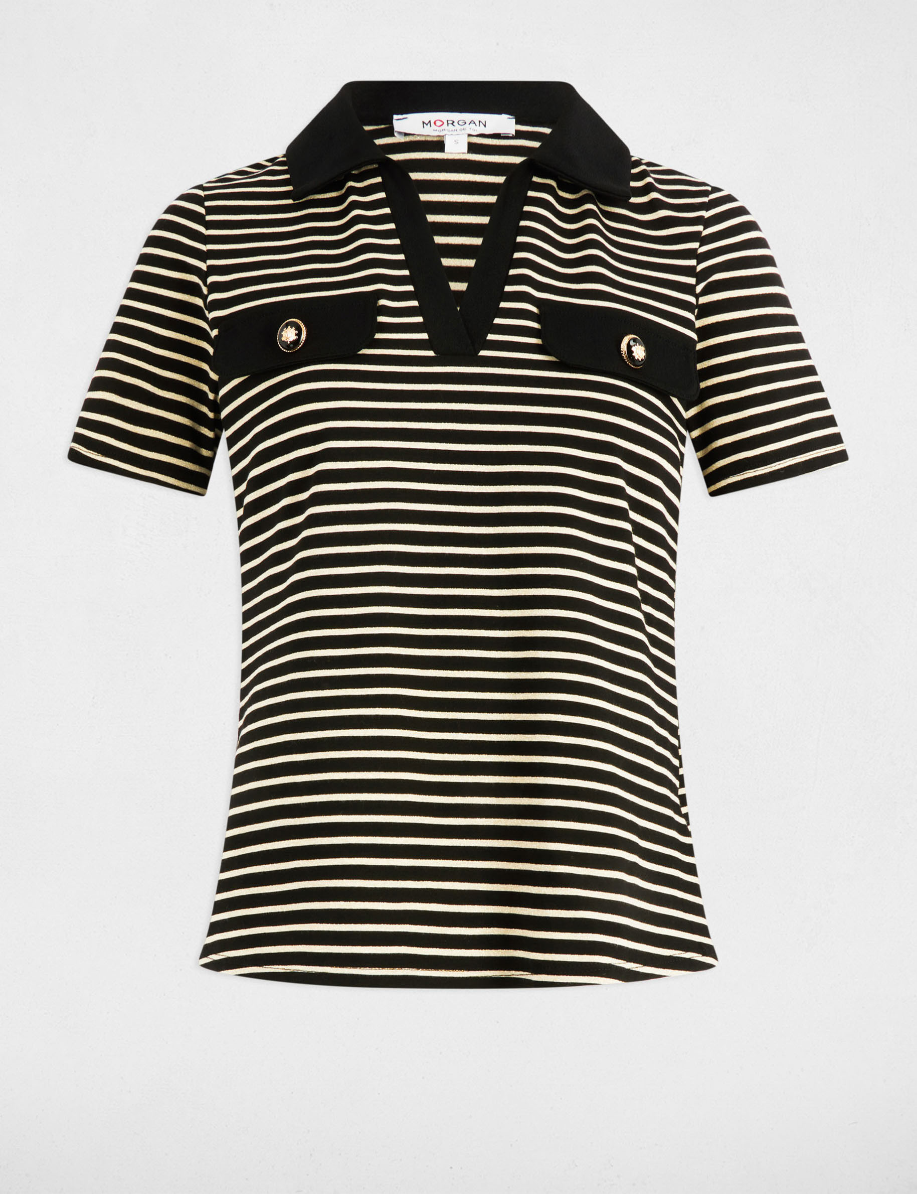 Striped short-sleeved t-shirt black women