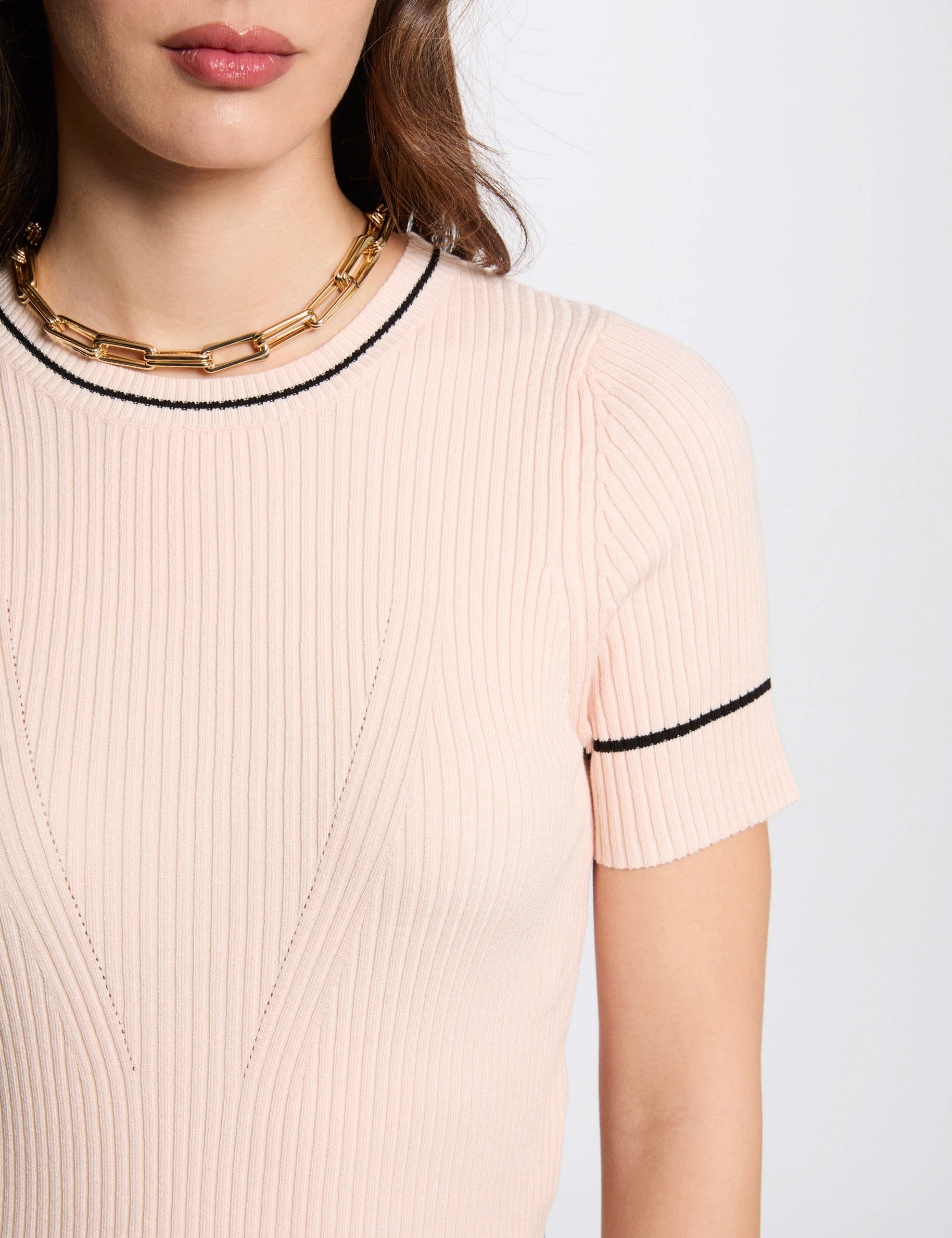 Short-sleeved jumper light pink women