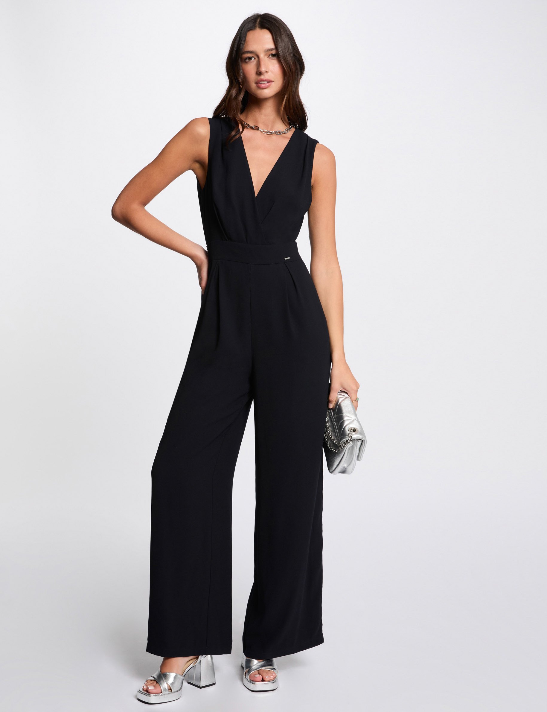 Jumpsuit wide leg navy blue women