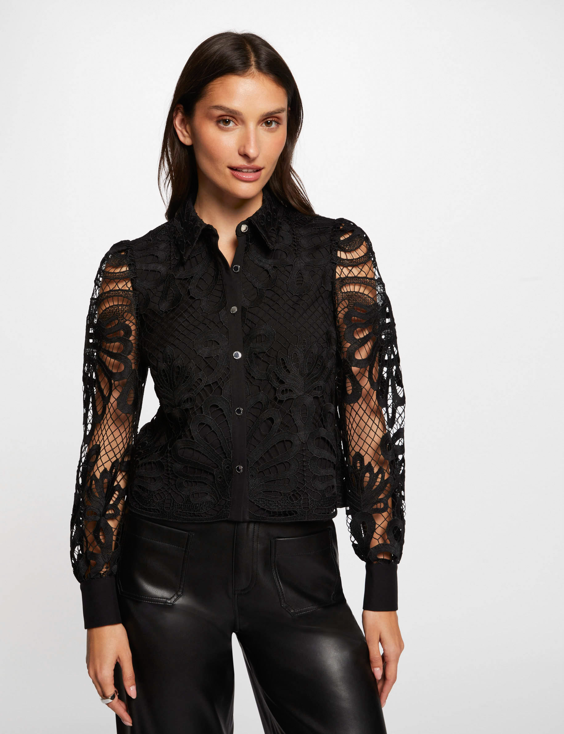 Chemise manches longues noir femme