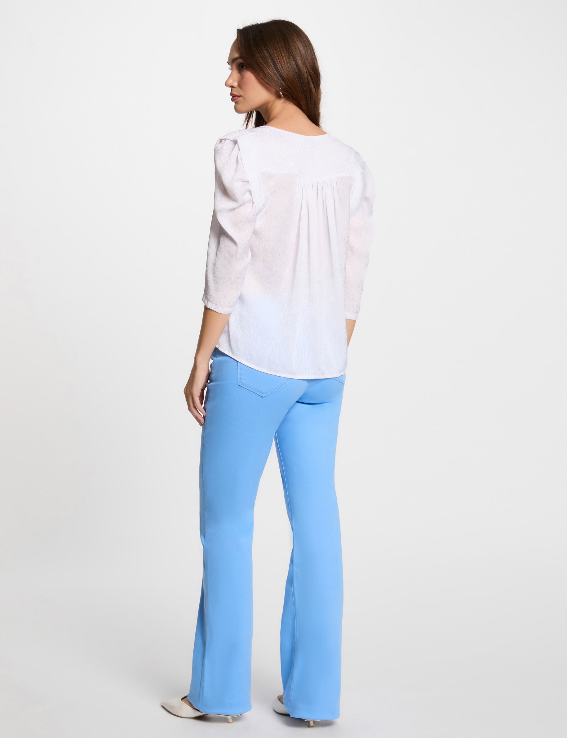 Buttoned bootcut trousers blue women