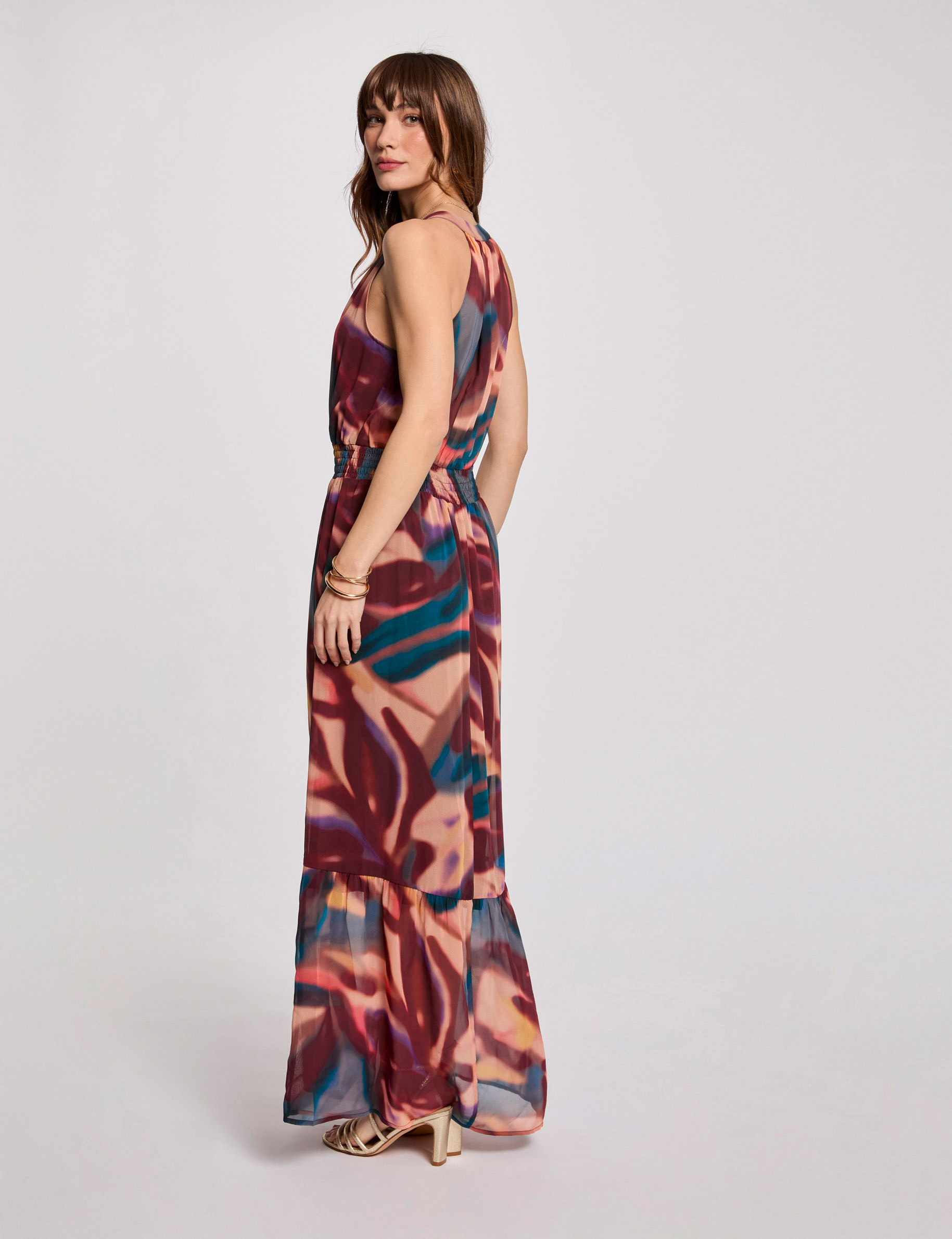 Printed maxi straight dress multicolor women