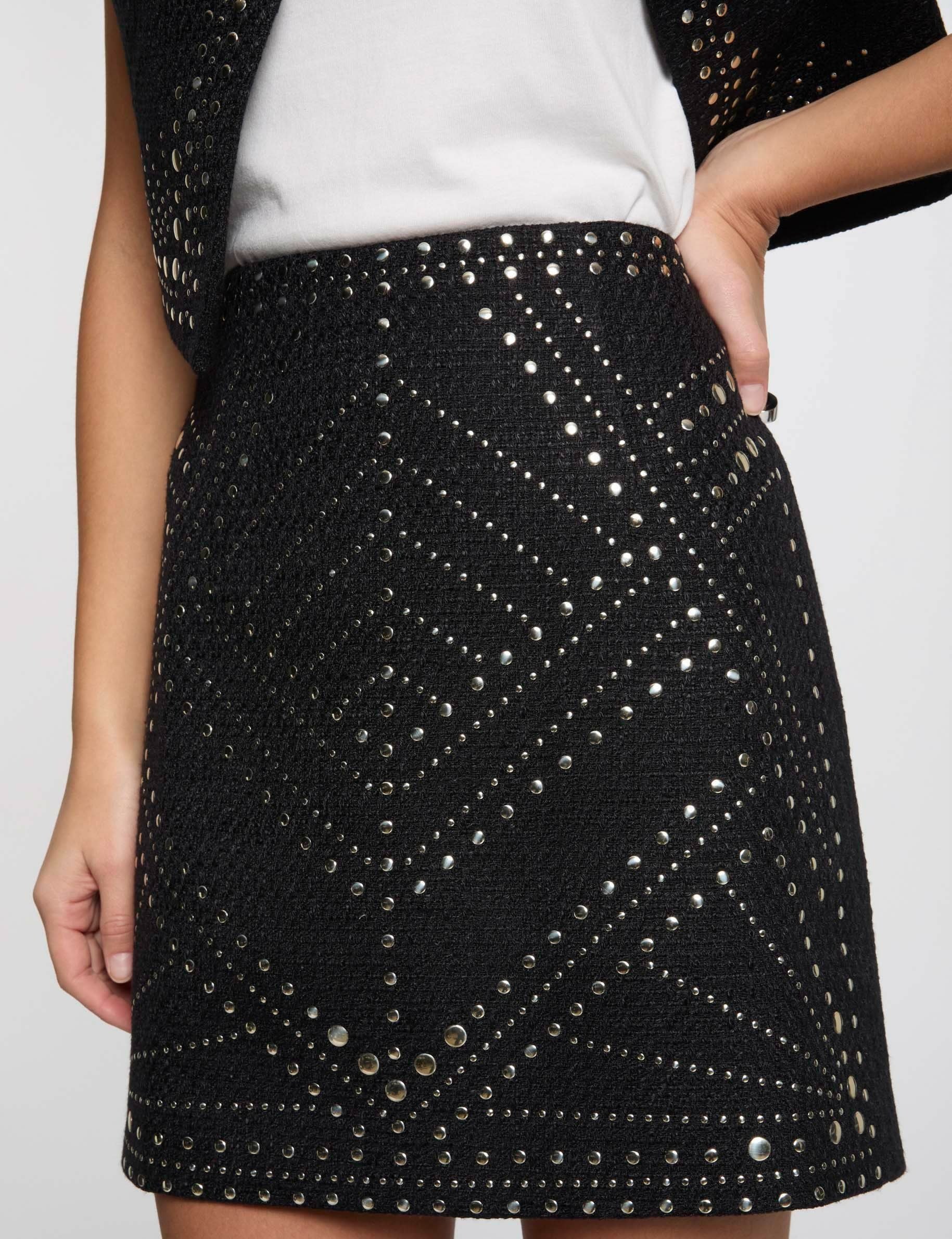 Mini tweed skirt with studs black women