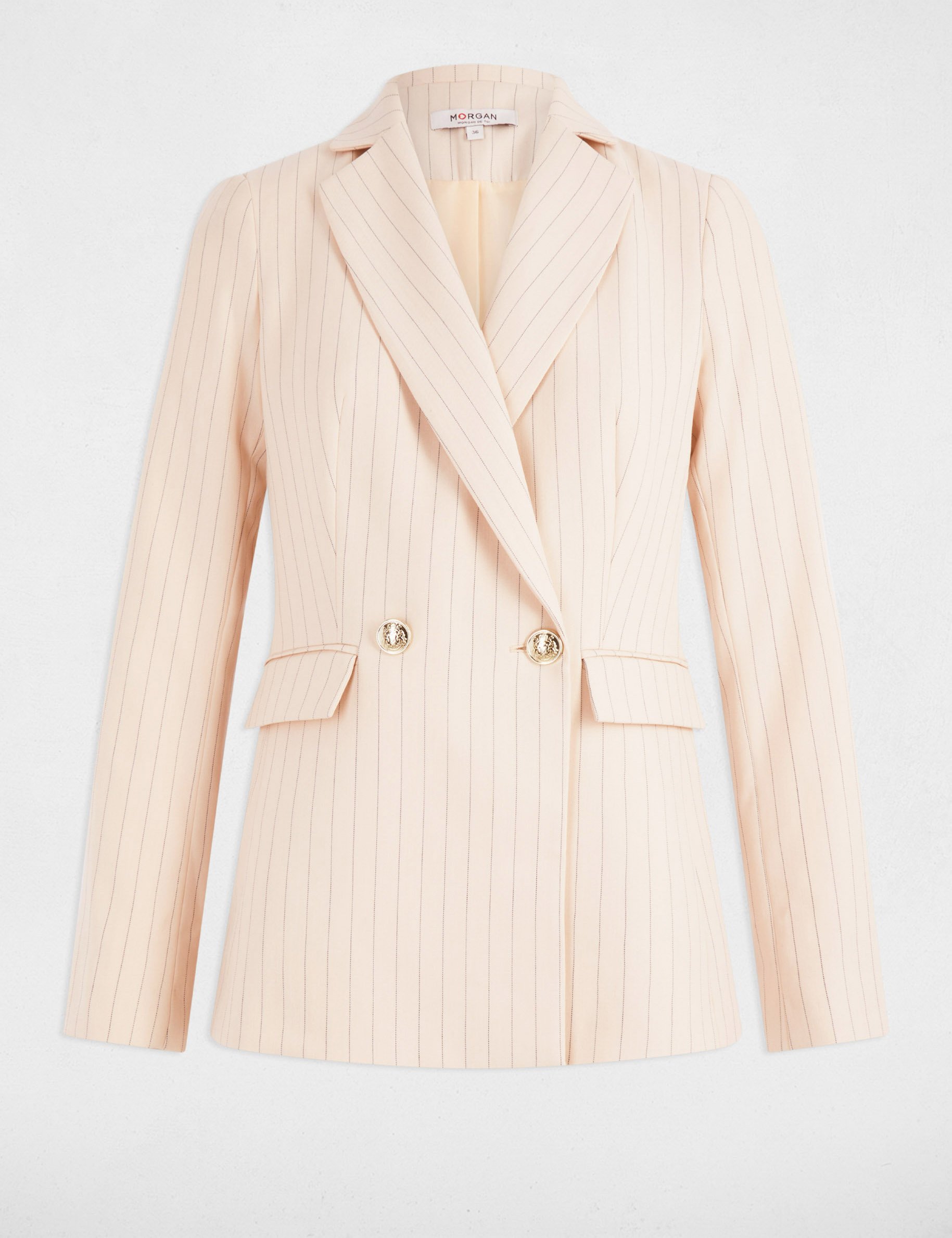 Striped waisted blazer light pink women