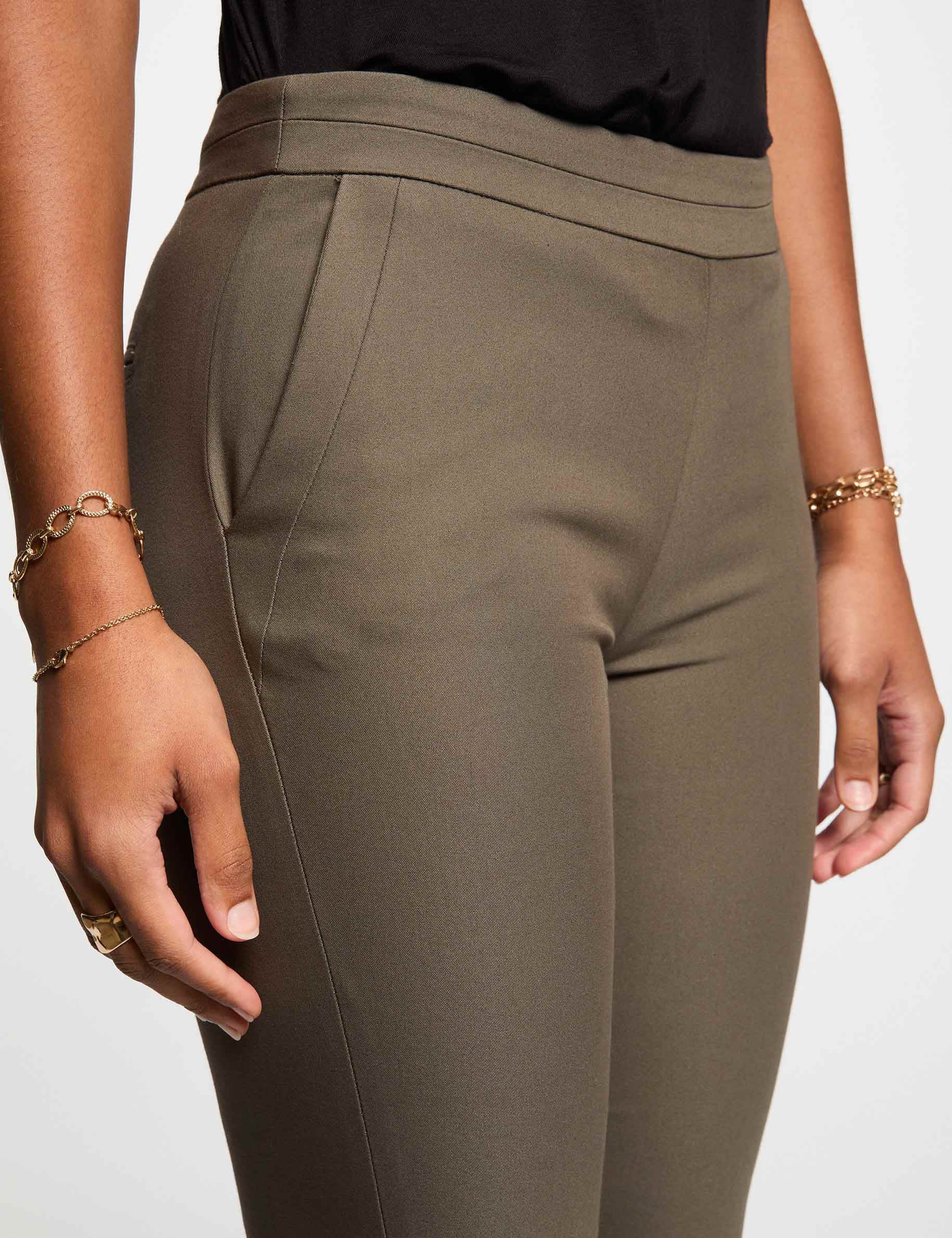 Cropped cigarette trousers khaki green women