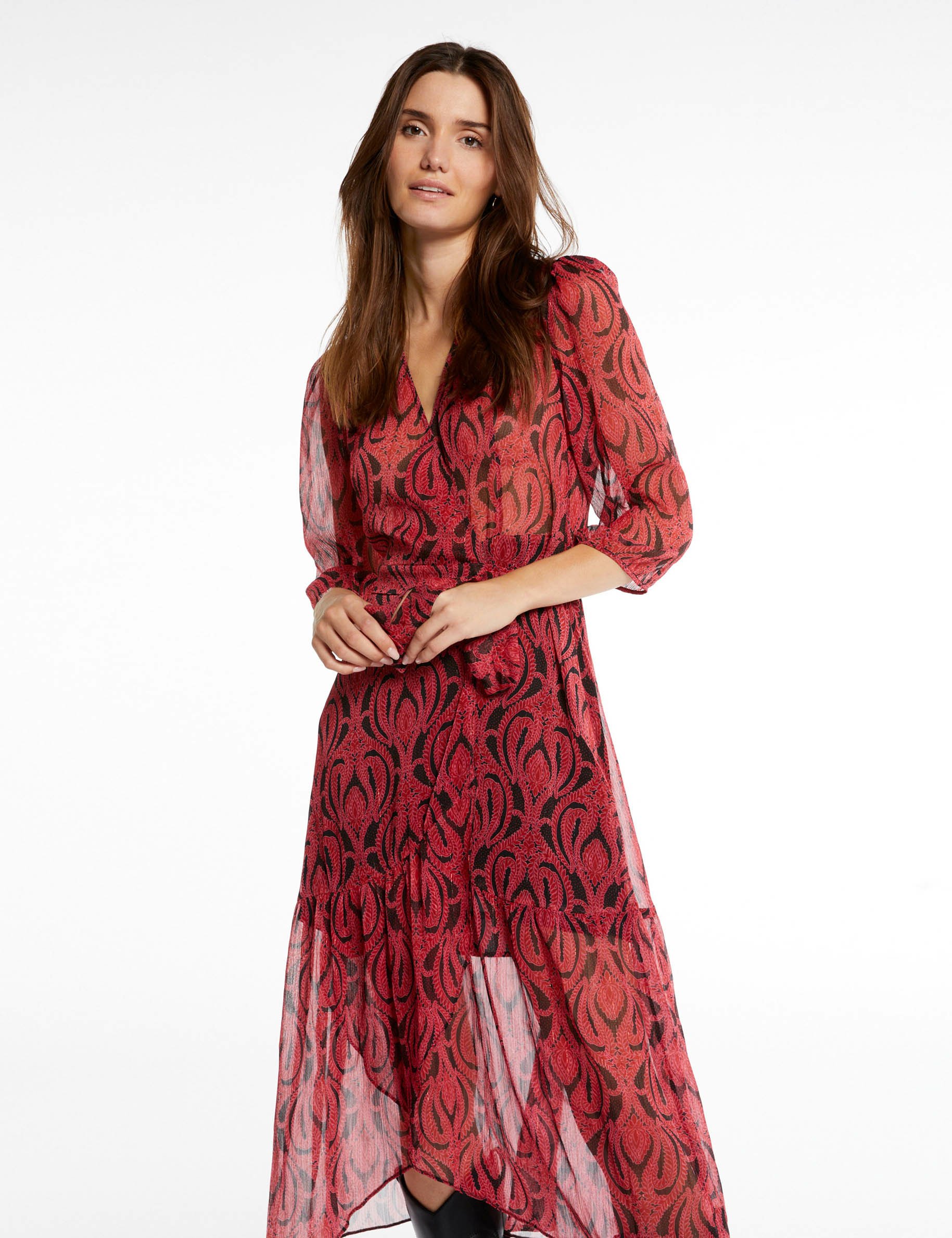 Midi Wrap Dress With Abstract Print Multico Ladies' | Morgan