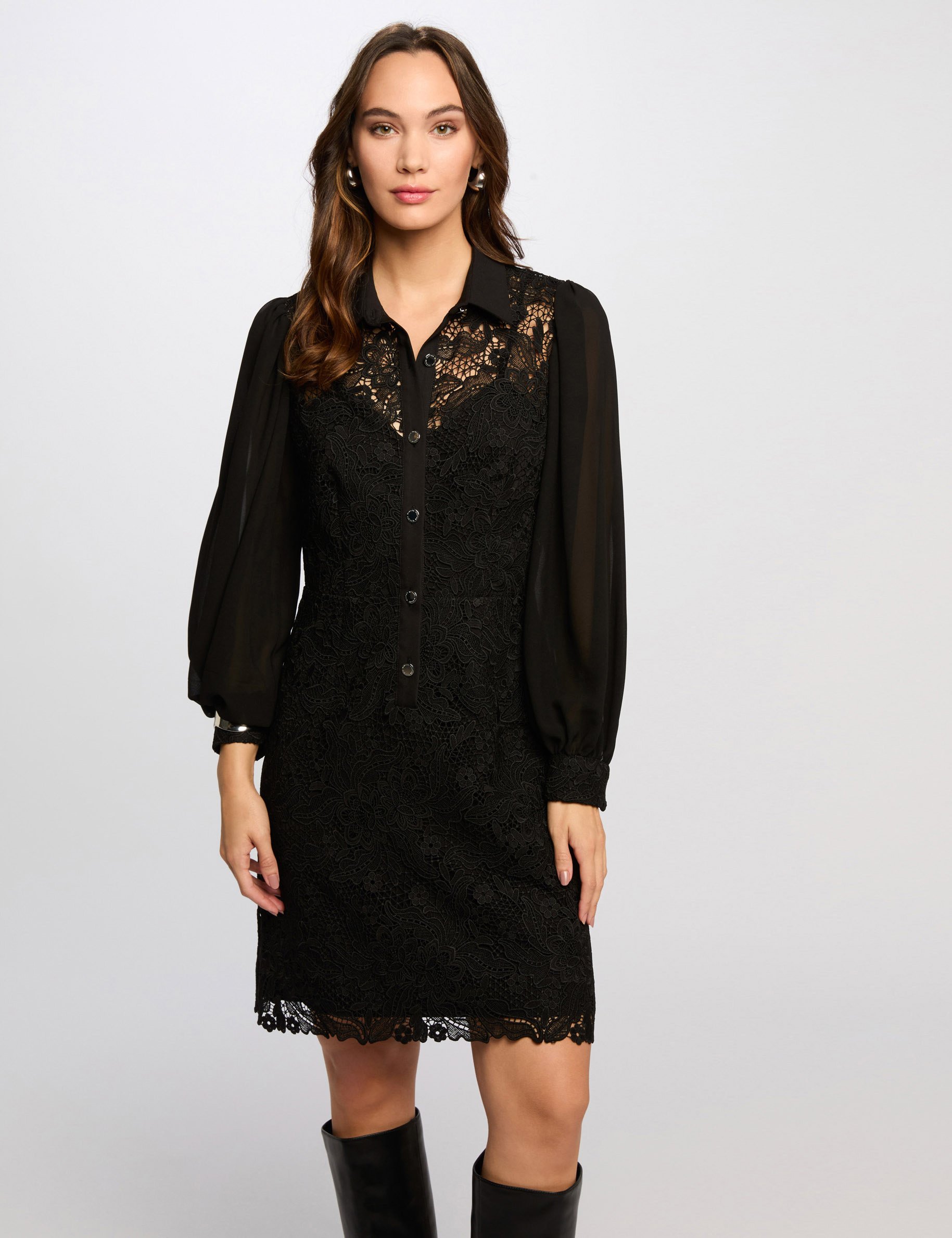 Straight mini lace dress black women