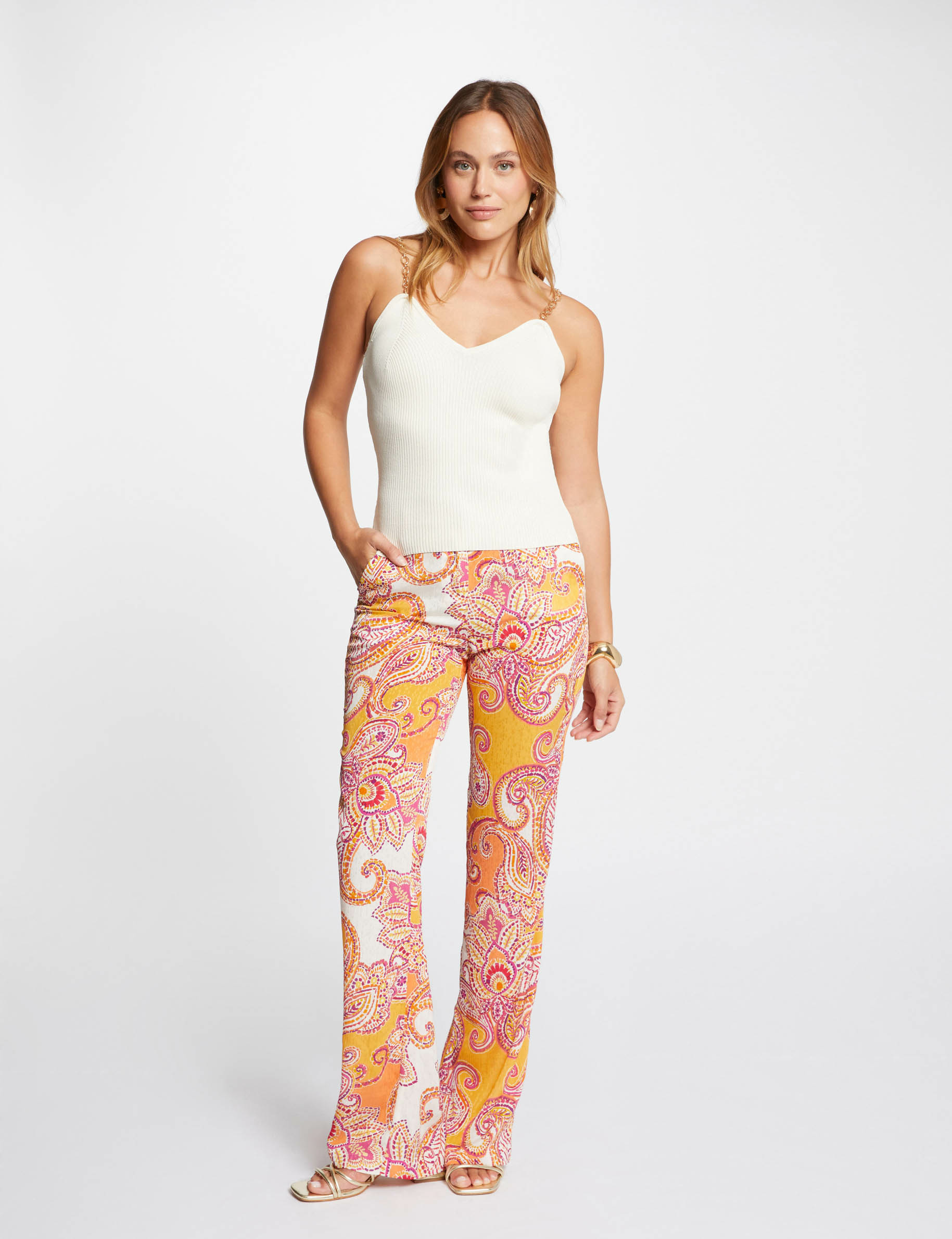 Printed bootcut trousers multicolored women