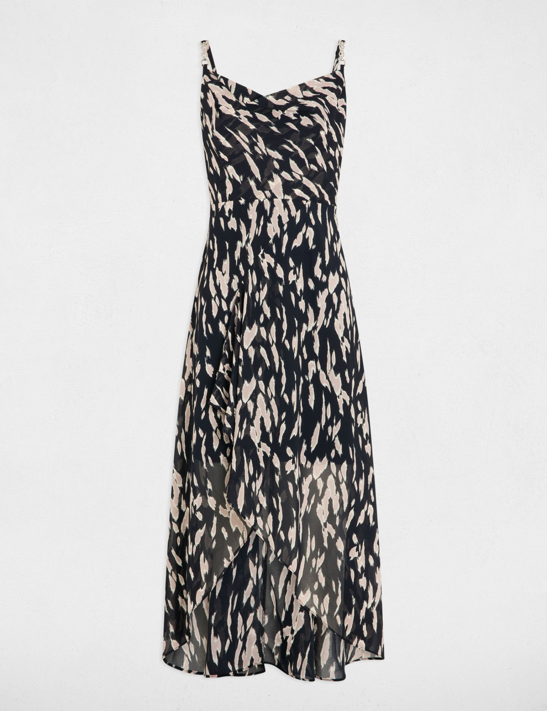 Printed loose maxi dress black women