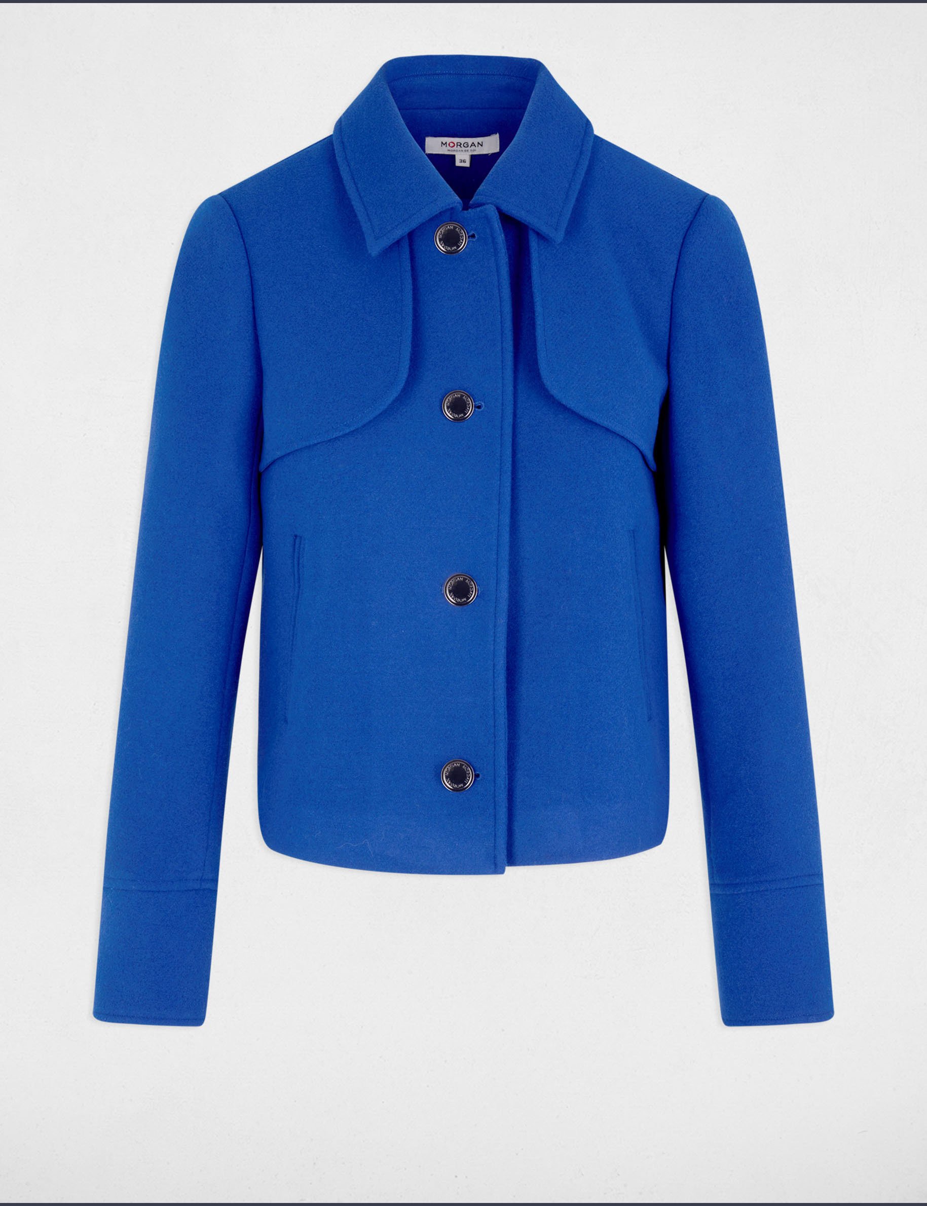 Short buttoned coat blue women