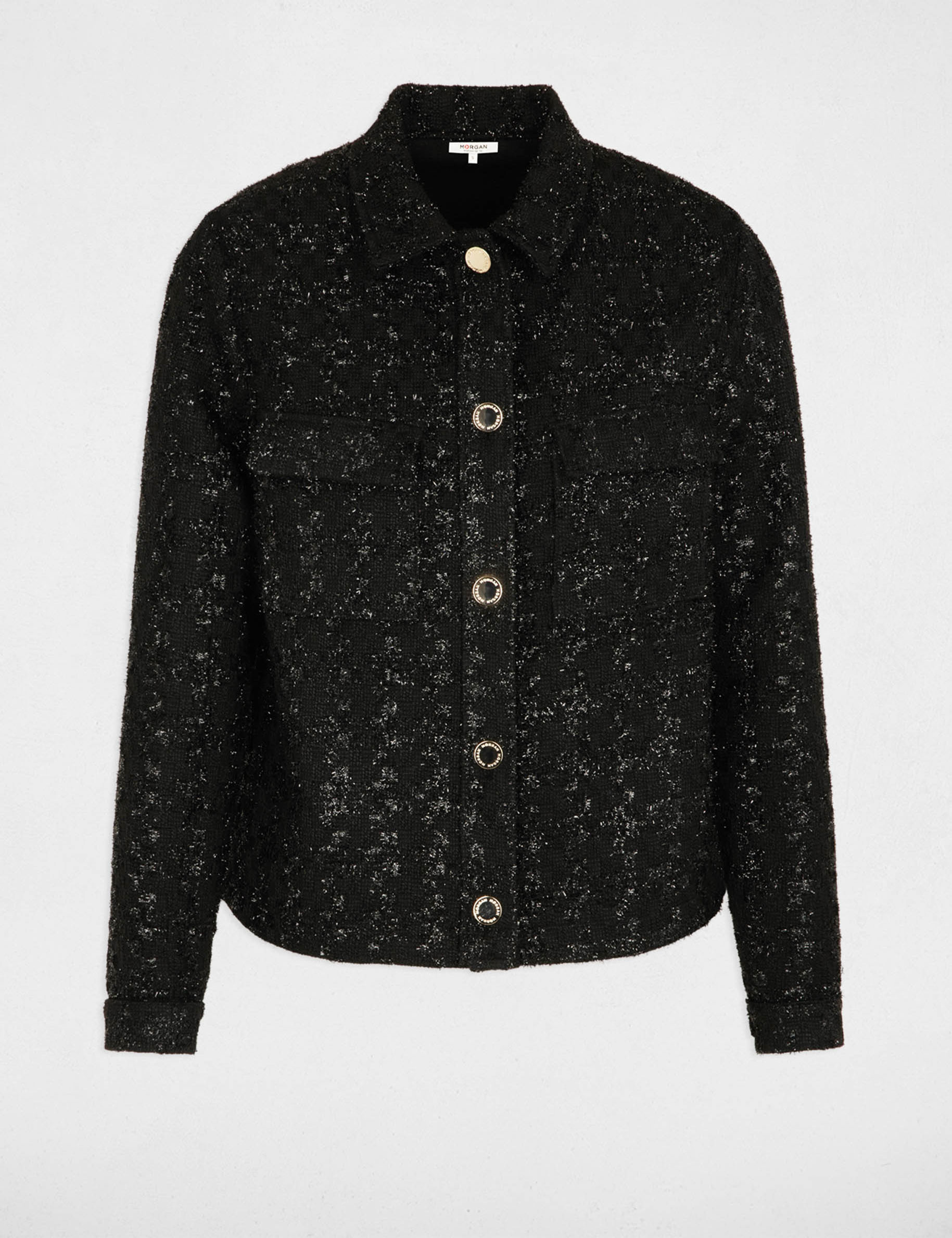 Buttoned tweed jacket black women