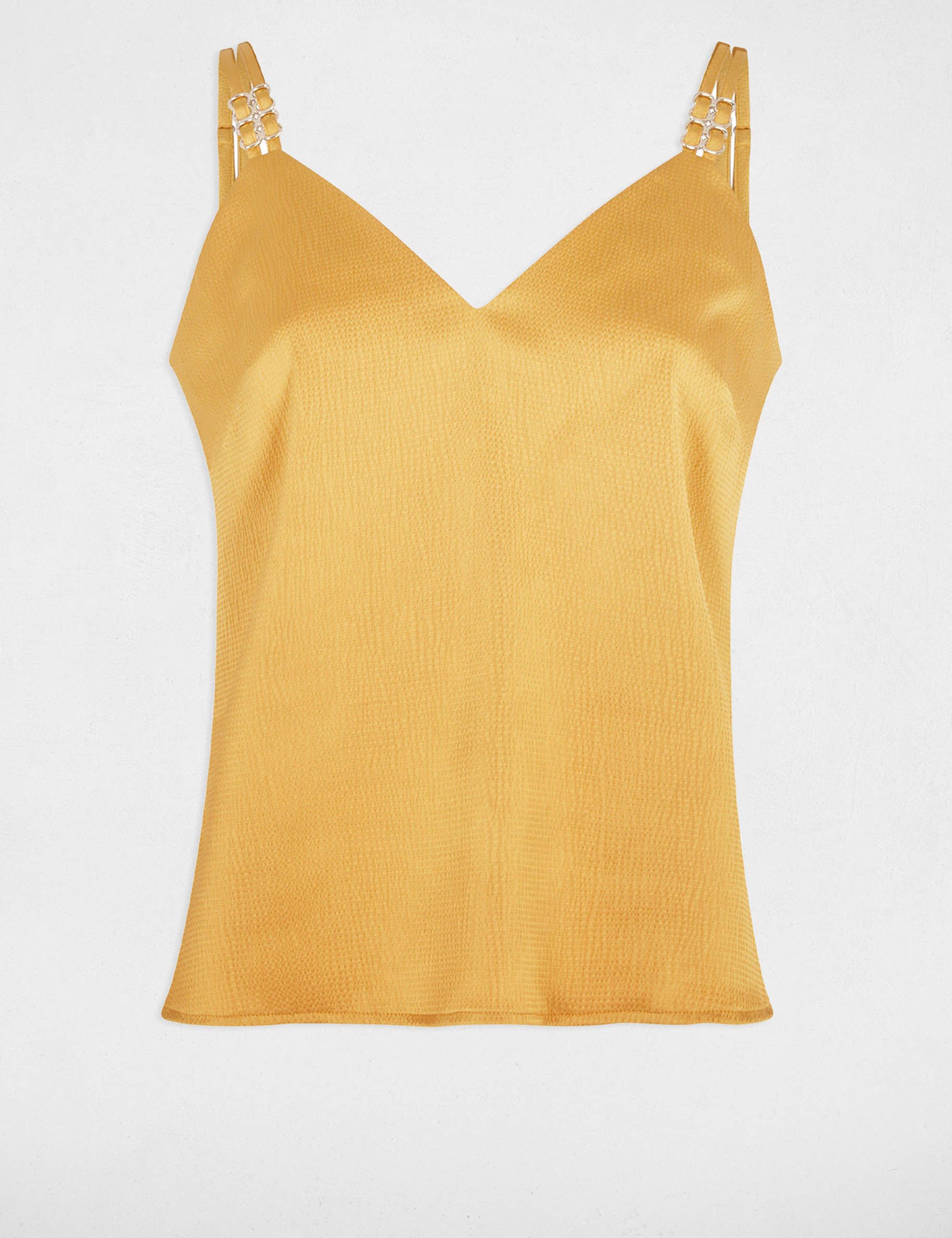 Satin top with straps mustard yellow women