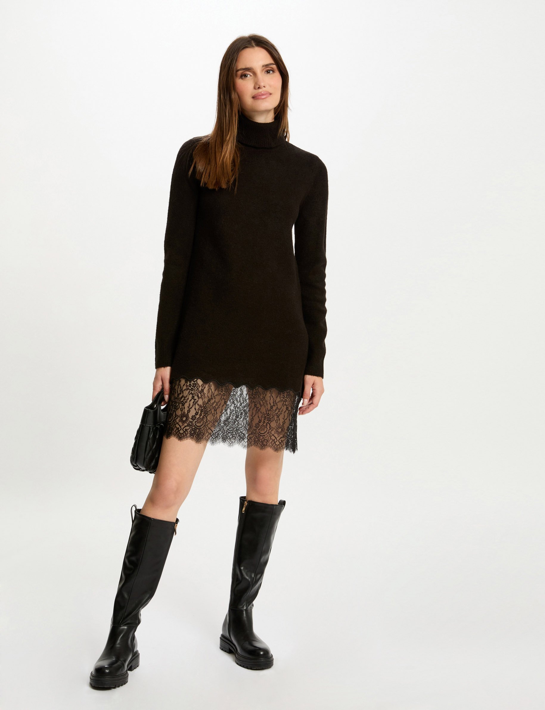 Fitted mini knitted dress black women