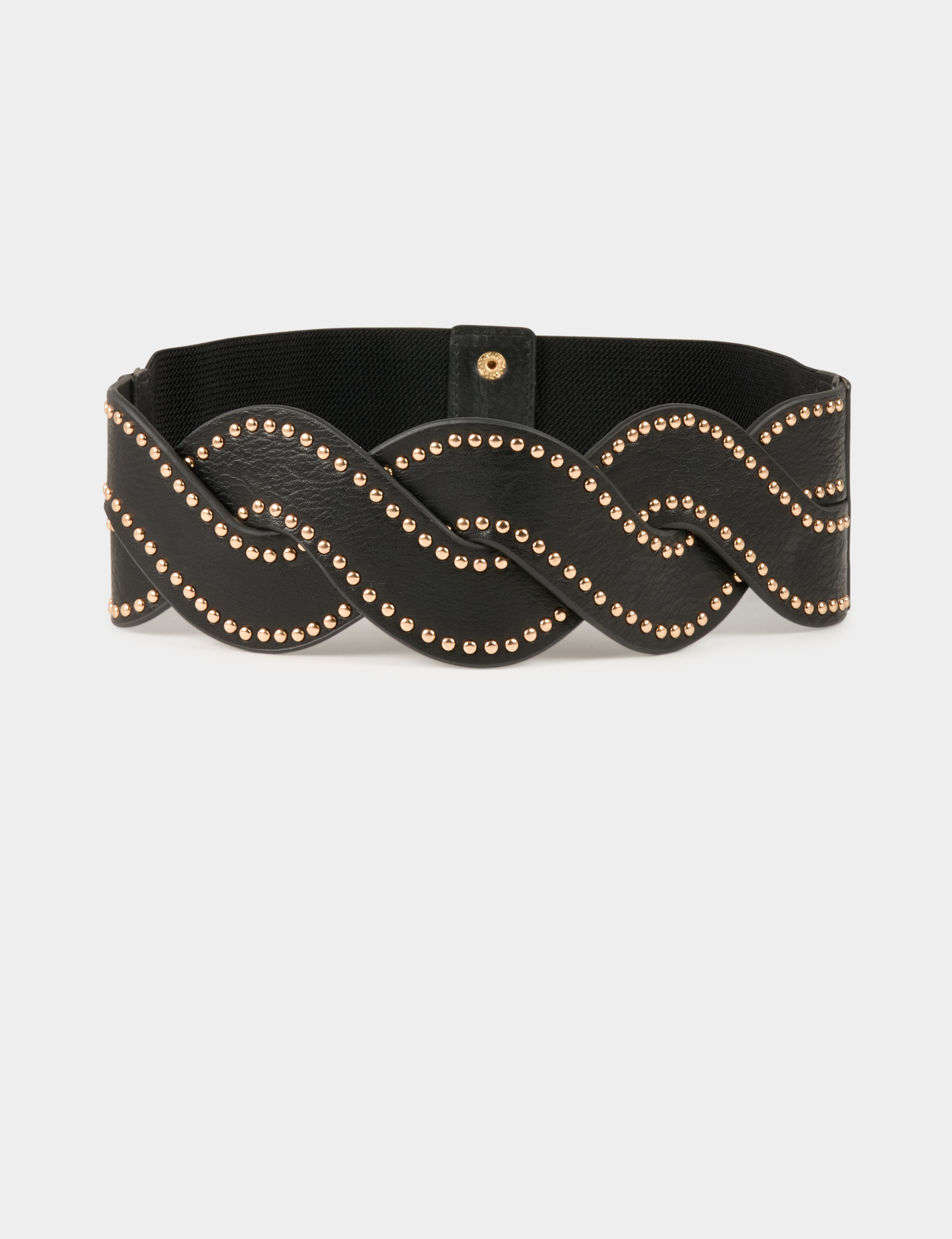 Elasticised belt with studs black ladies'