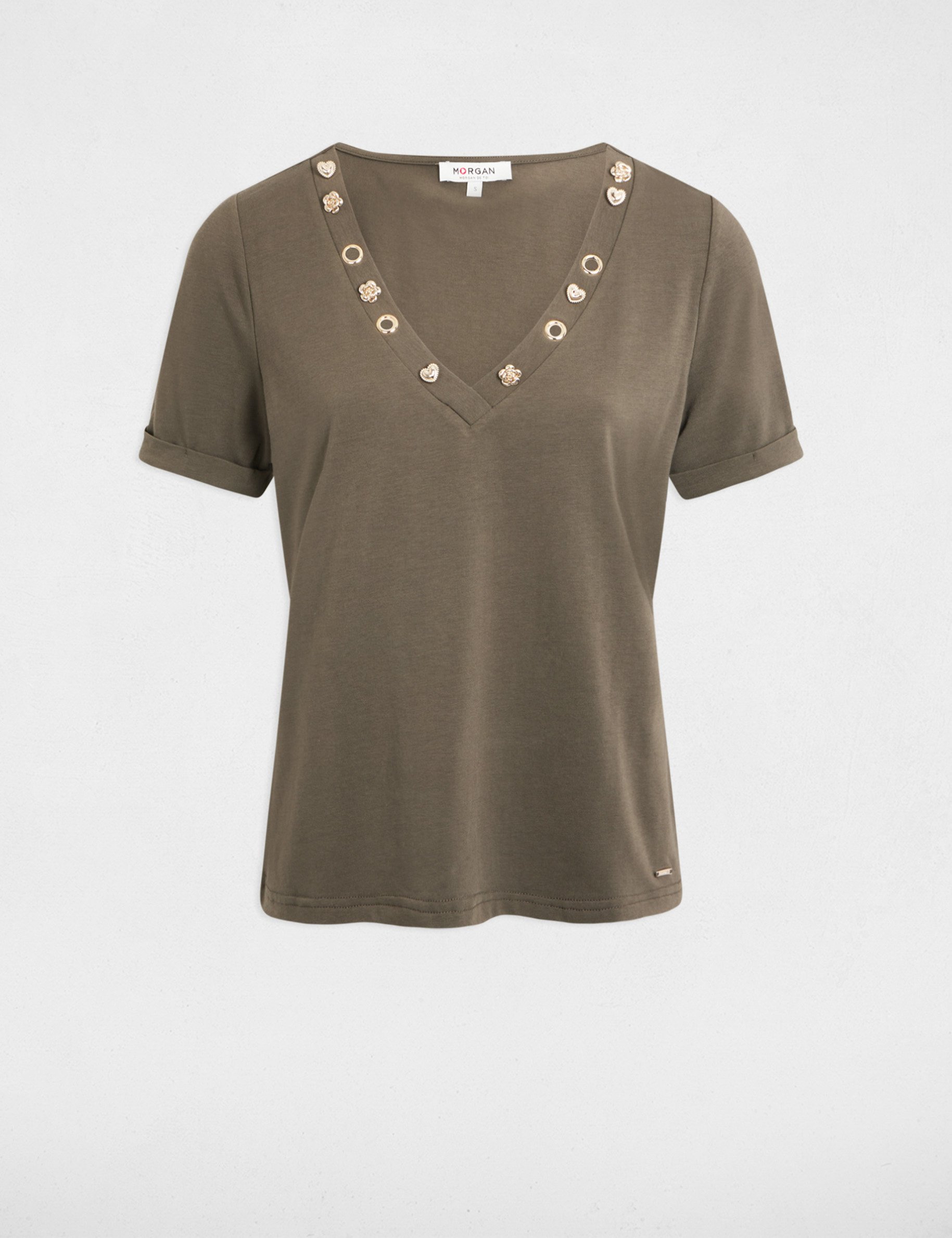 Short-sleeved t-shirt khaki green women