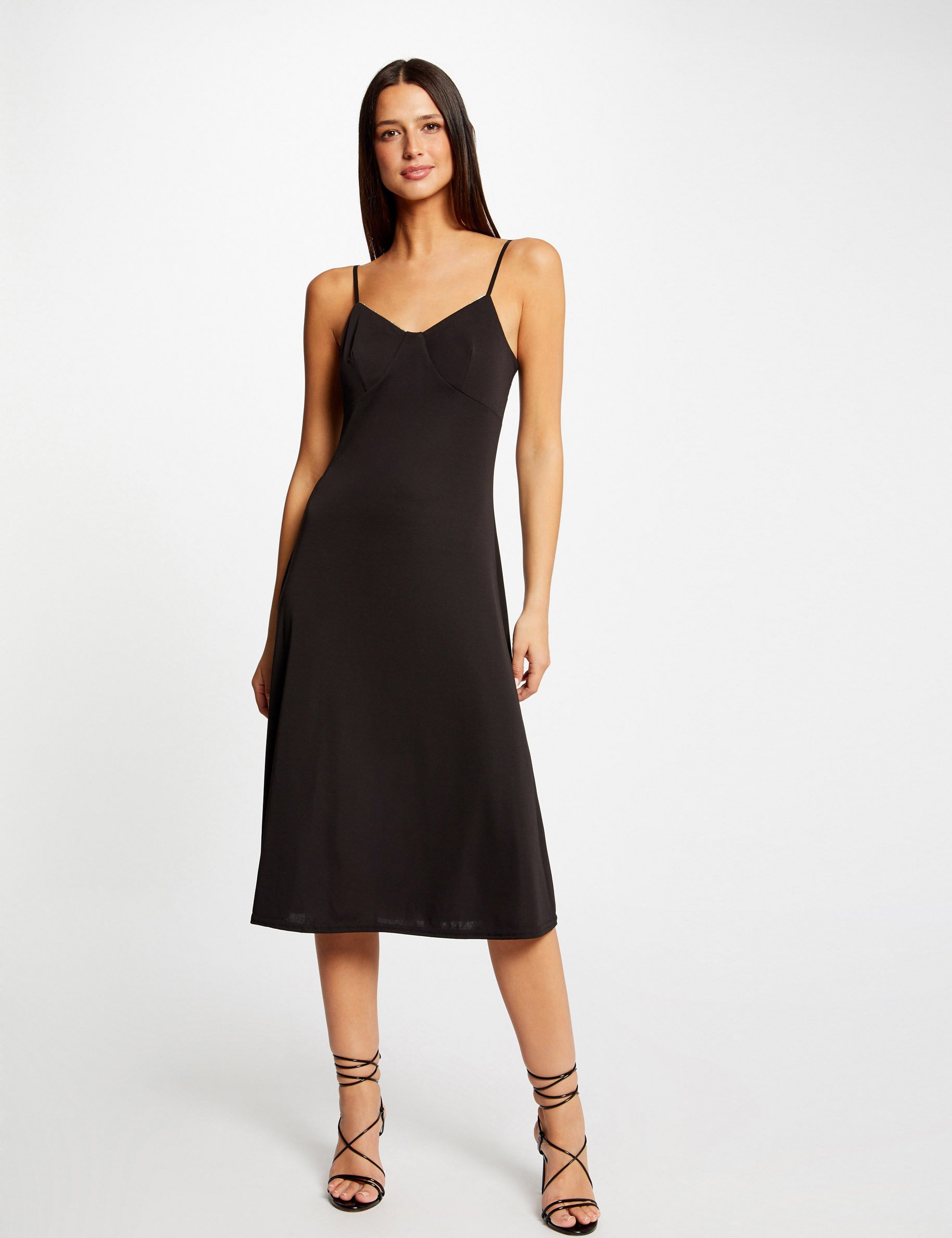 Loose A line dress with straps black ladies