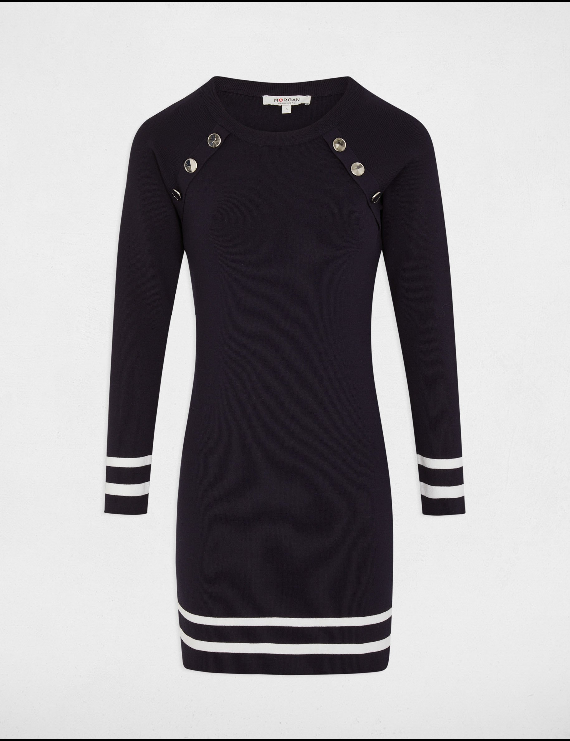 Fitted mini knitted dress navy blue women