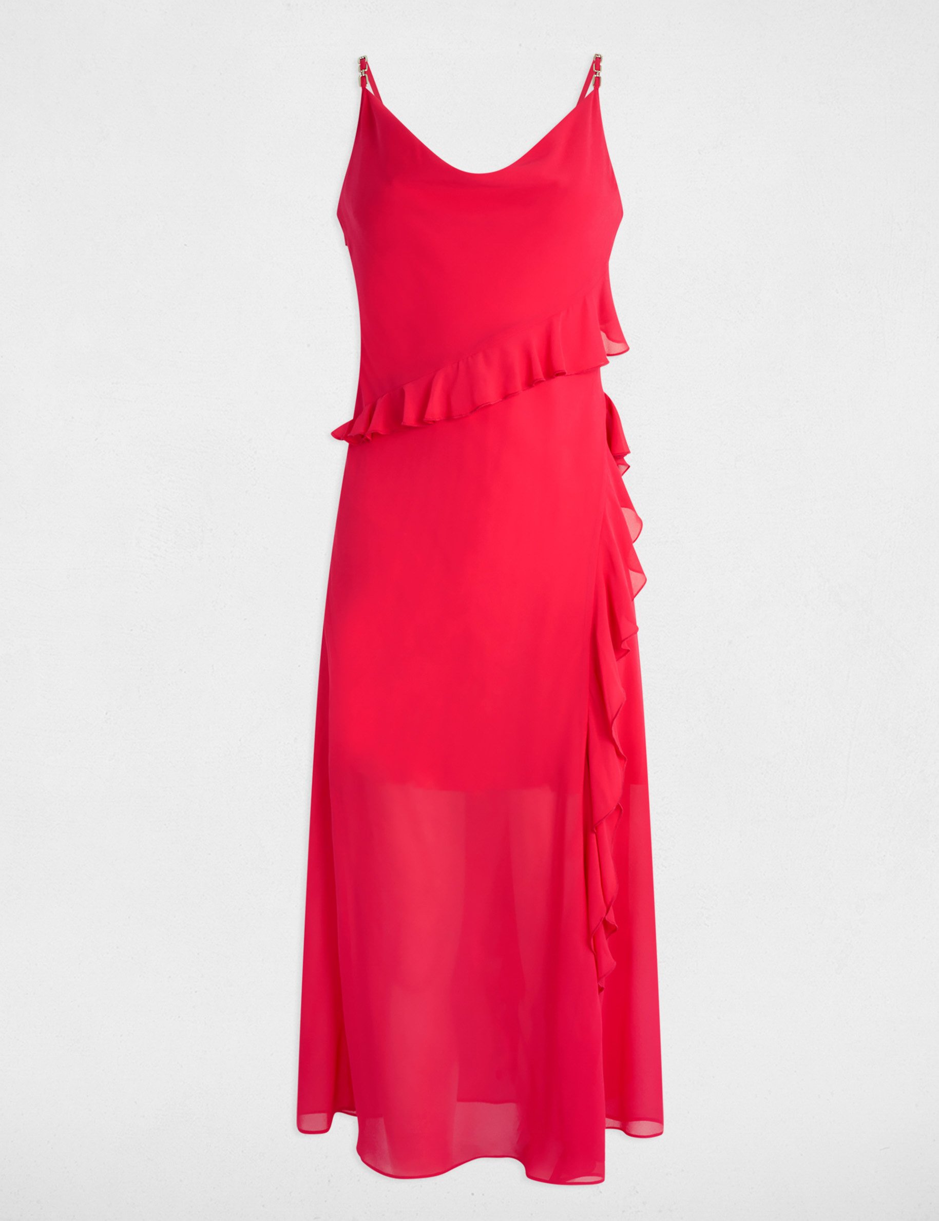 fitted midi dress ruffles fuchsia pink women Fitted midi dress ruffles fuchsia pink women