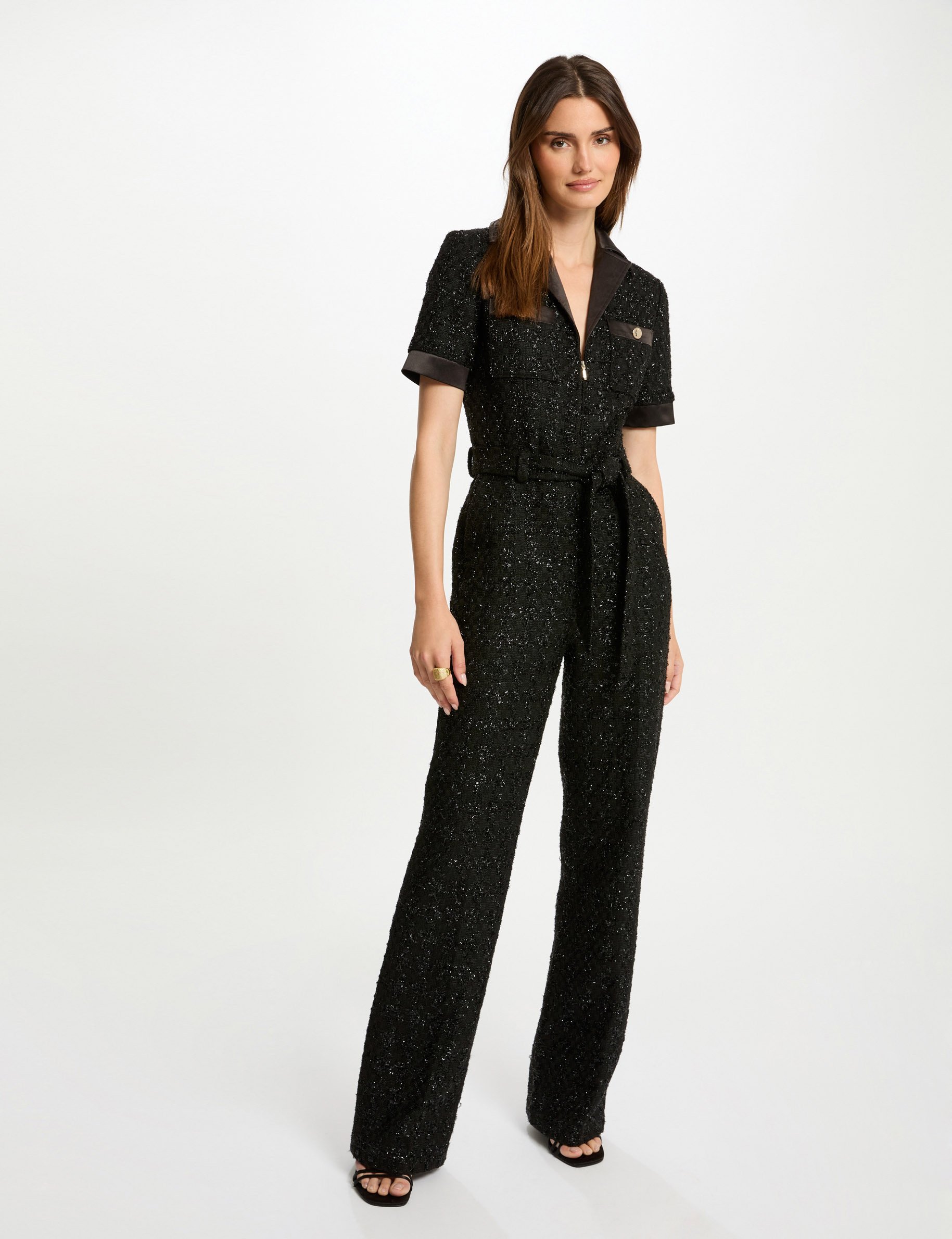 Tweed jumpsuit black women