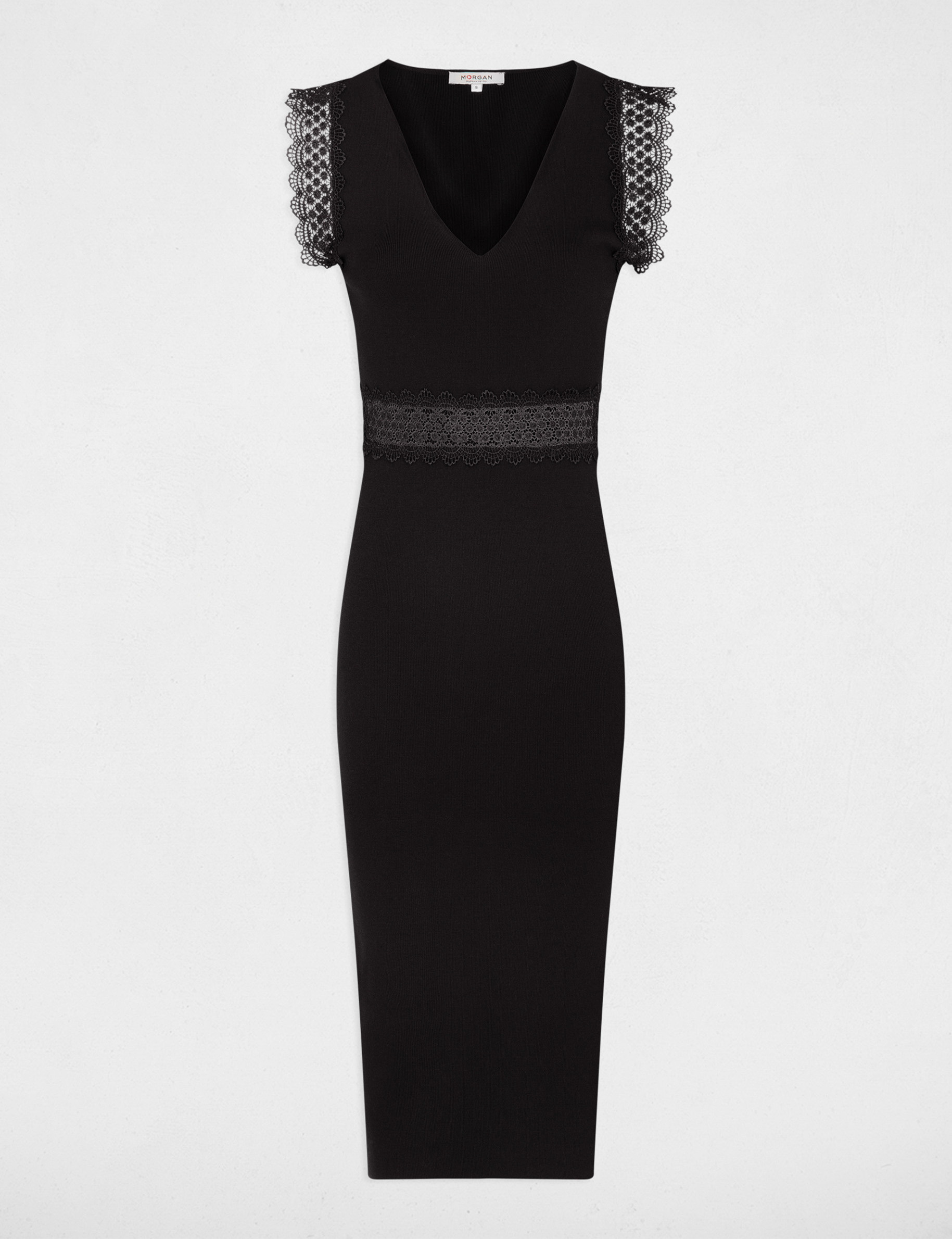 Fitted maxi knitted dress black women