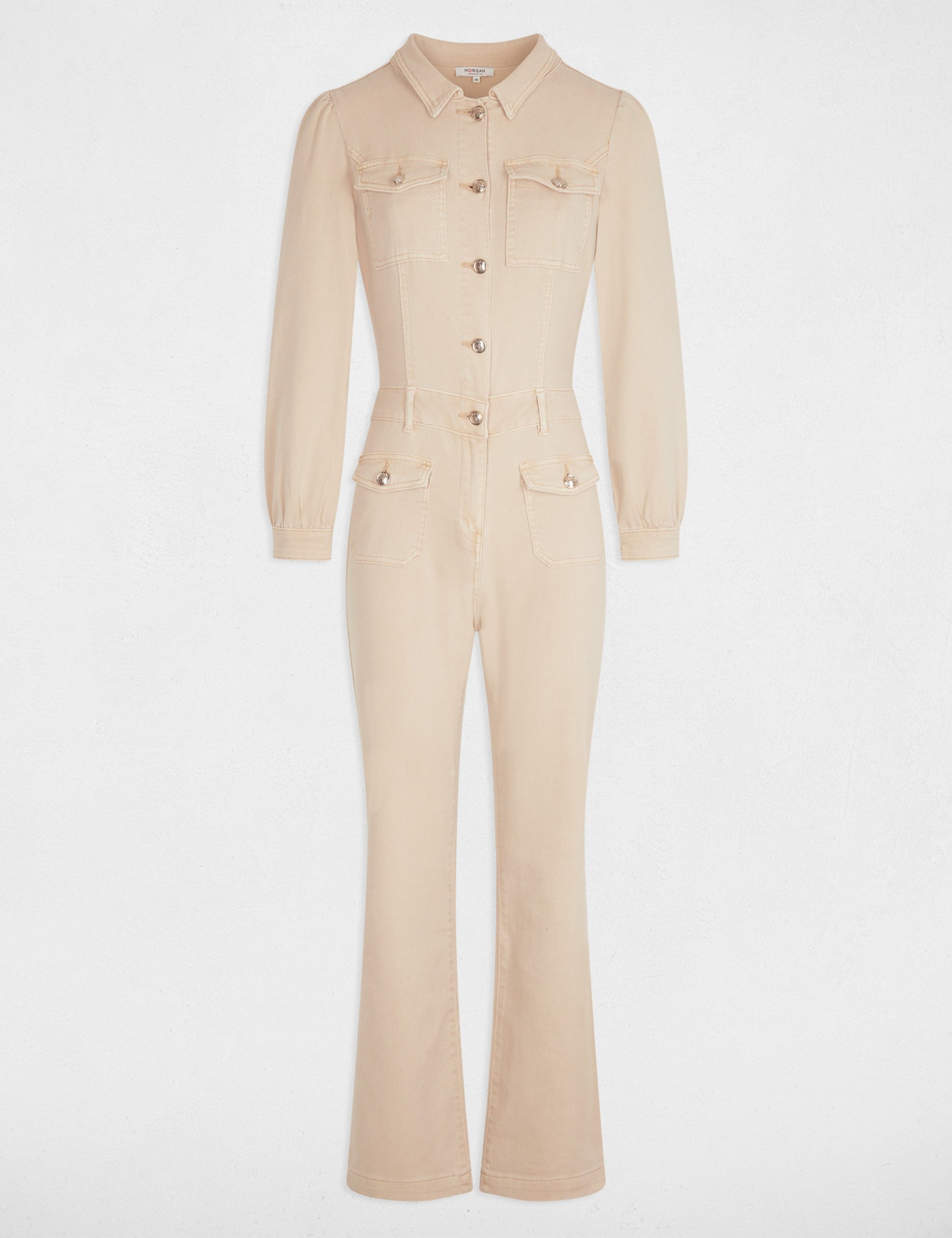 Denim jumpsuit light brown women