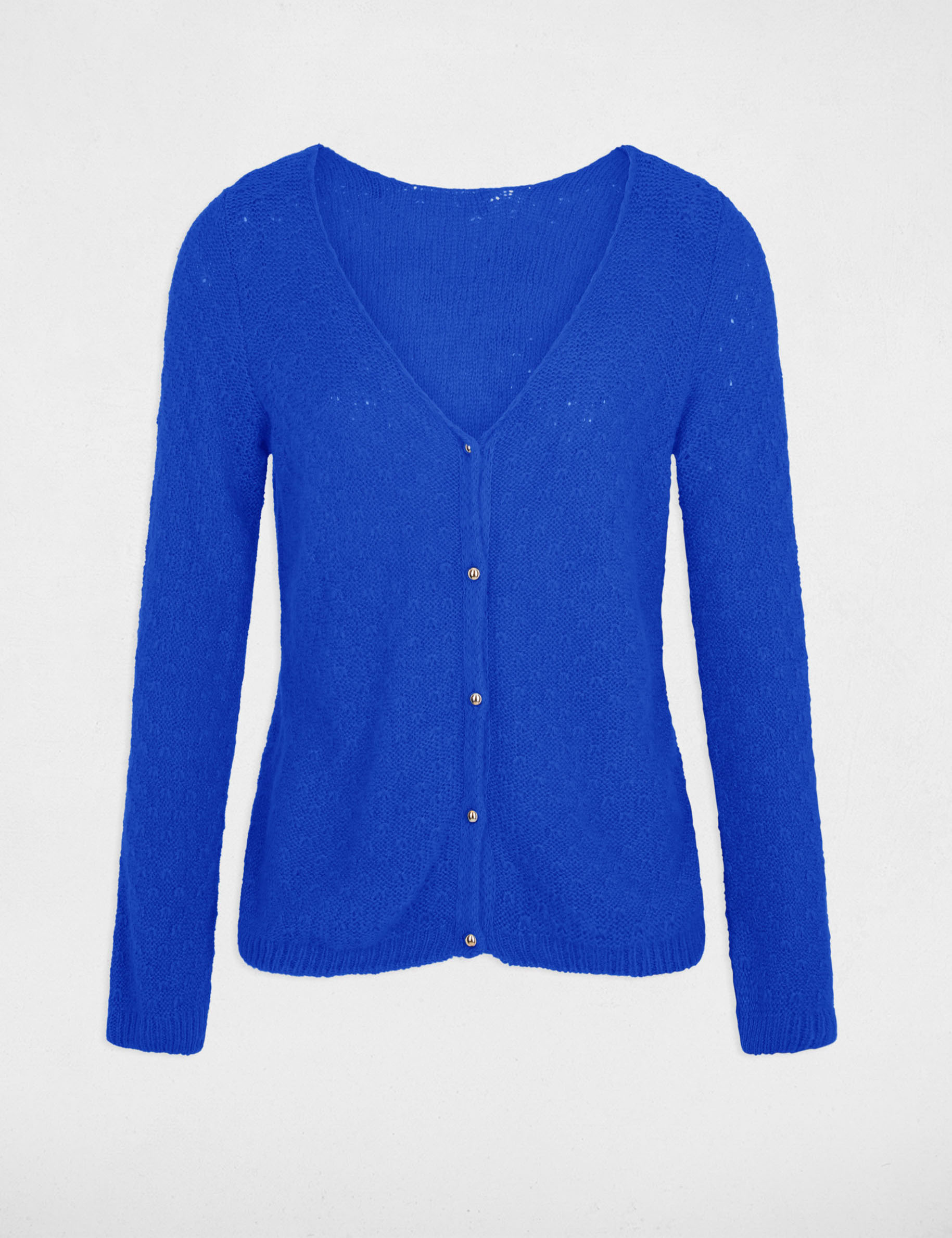 Long-sleeved cardigan V-neck electric blue women