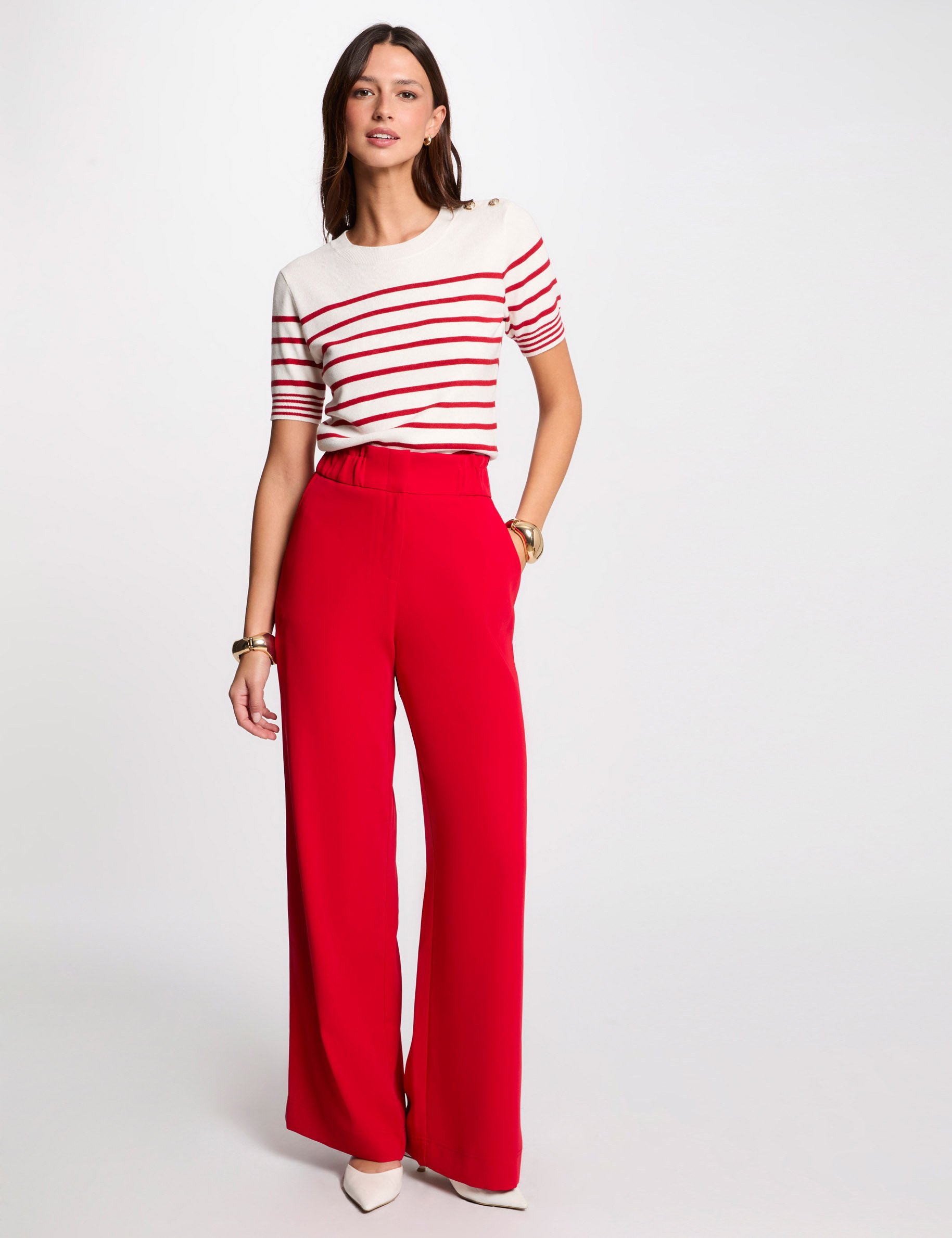 Wide leg trousers red women