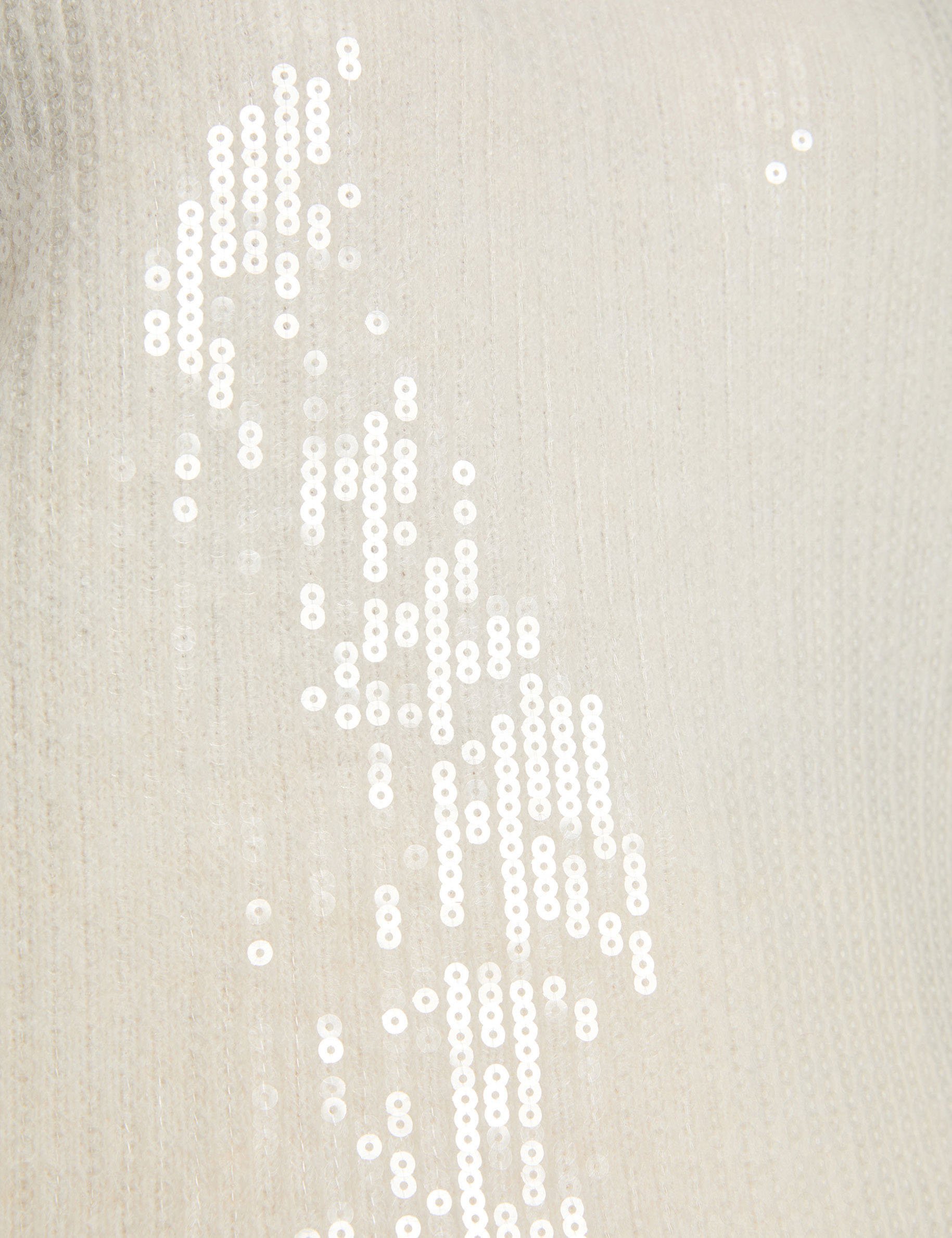 sequin sweater with round neck ivory women null