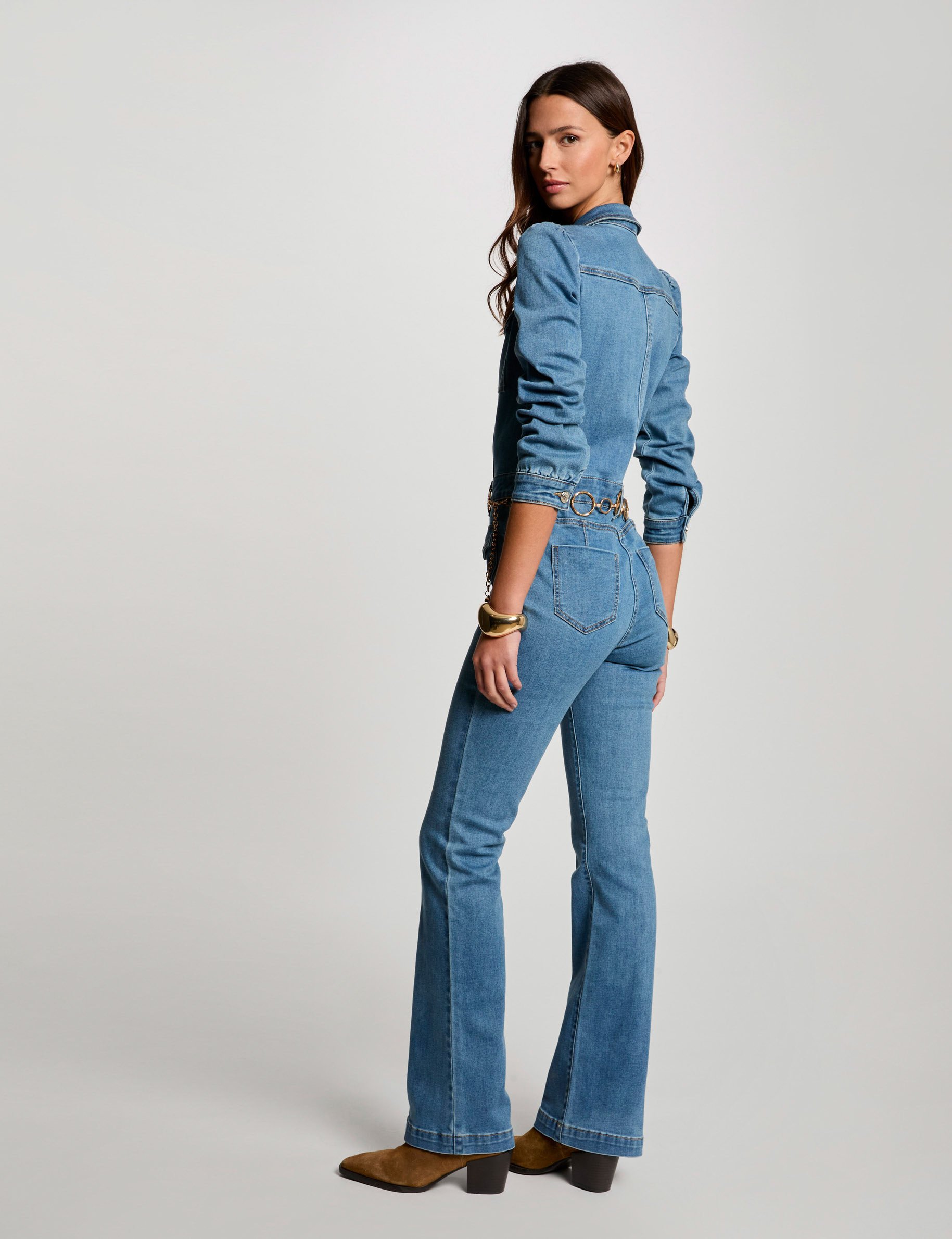 Denim jumpsuit stone wash denim women