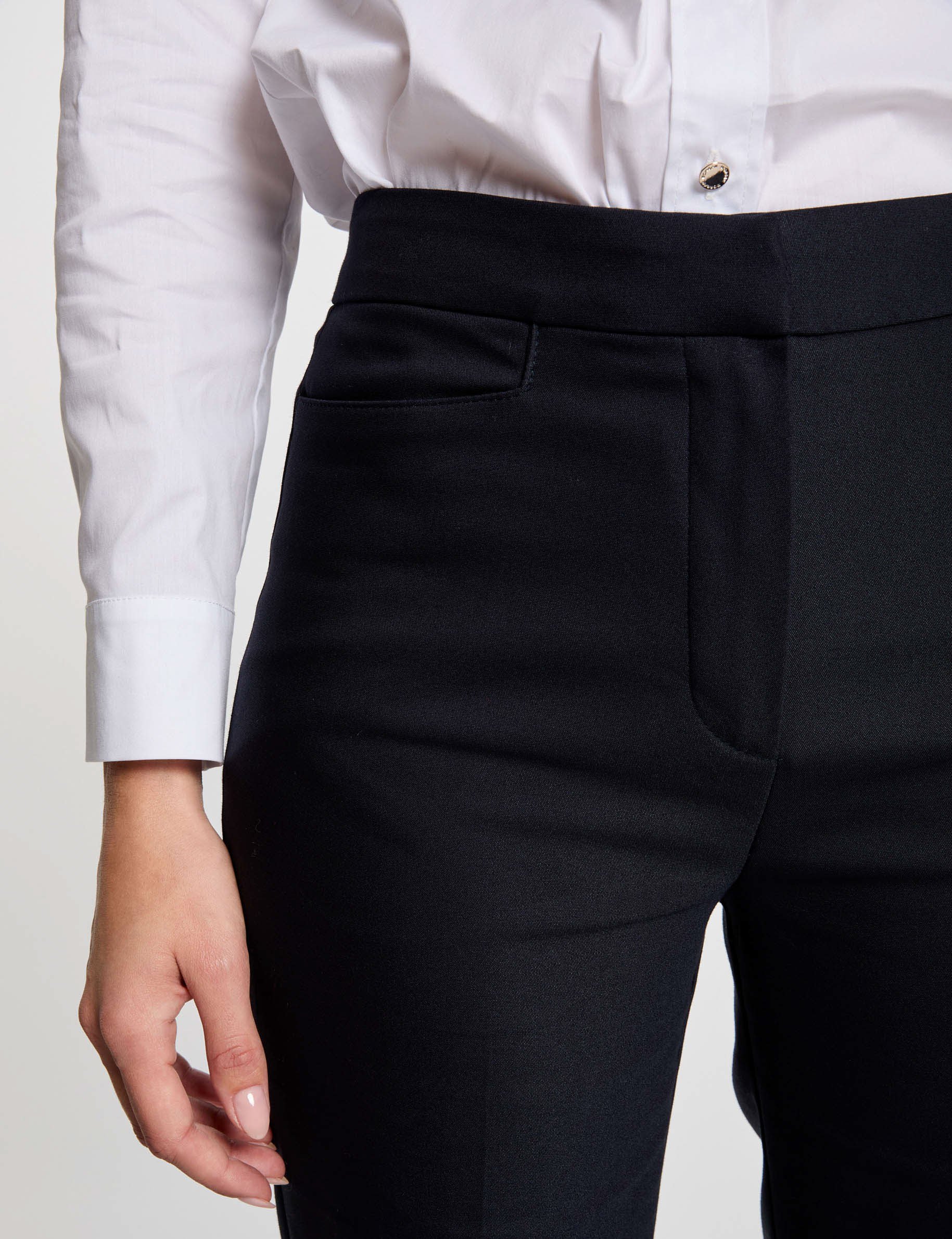 Flare trousers with darts navy women