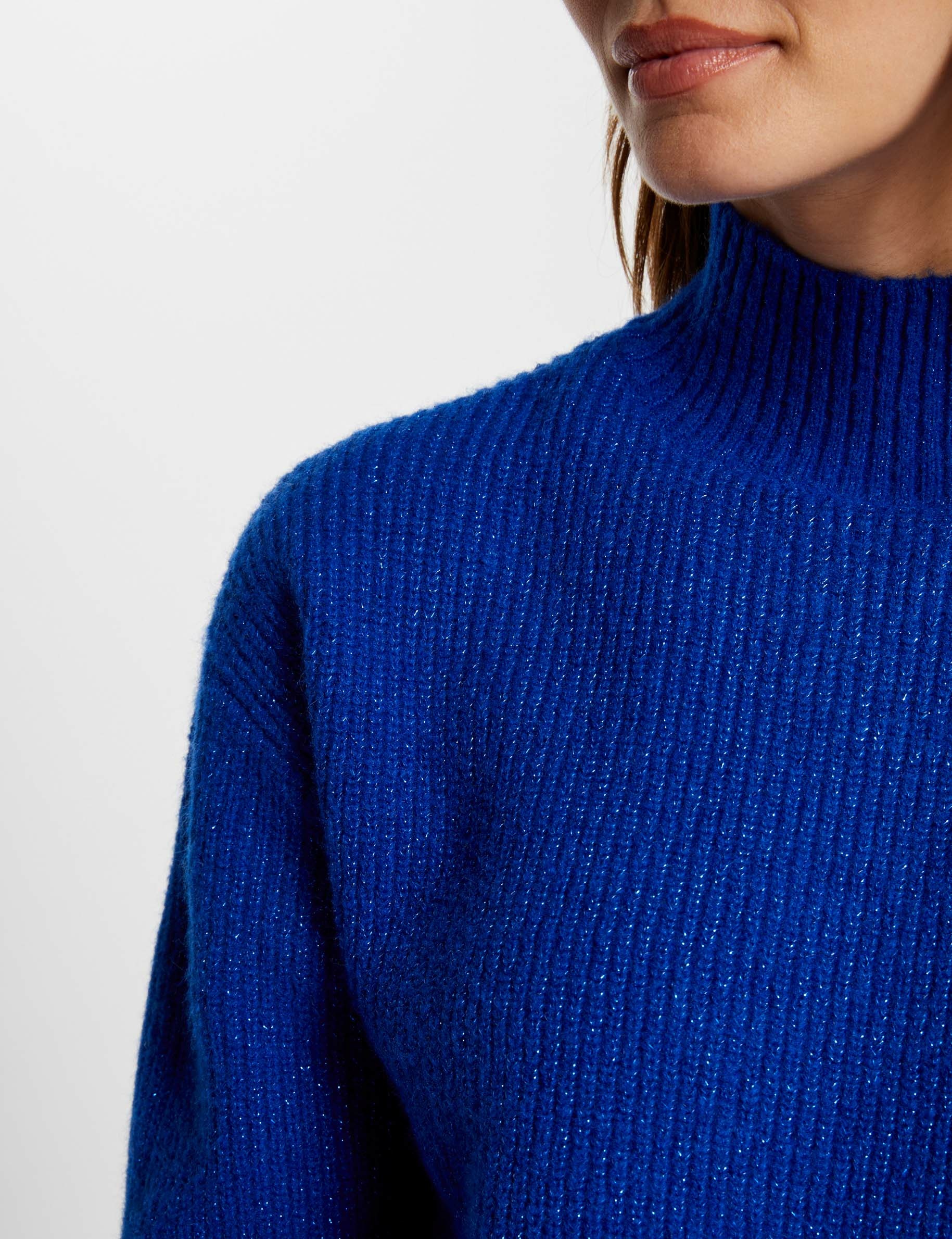 Long-sleeved jumper with buttons electric blue women