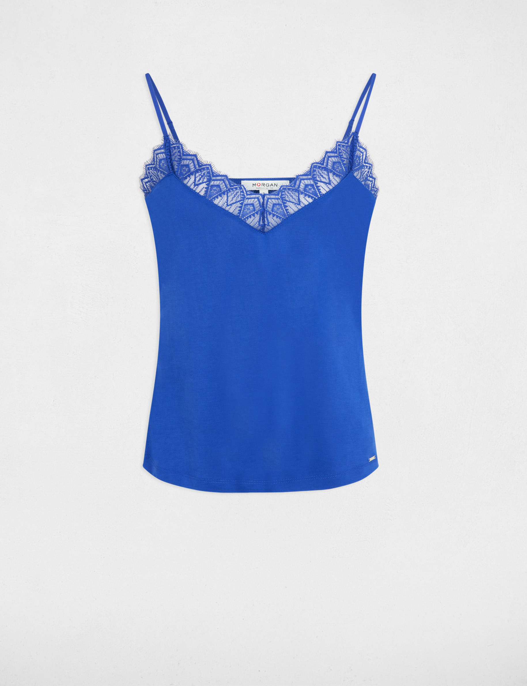 Vest top in lace electric blue women