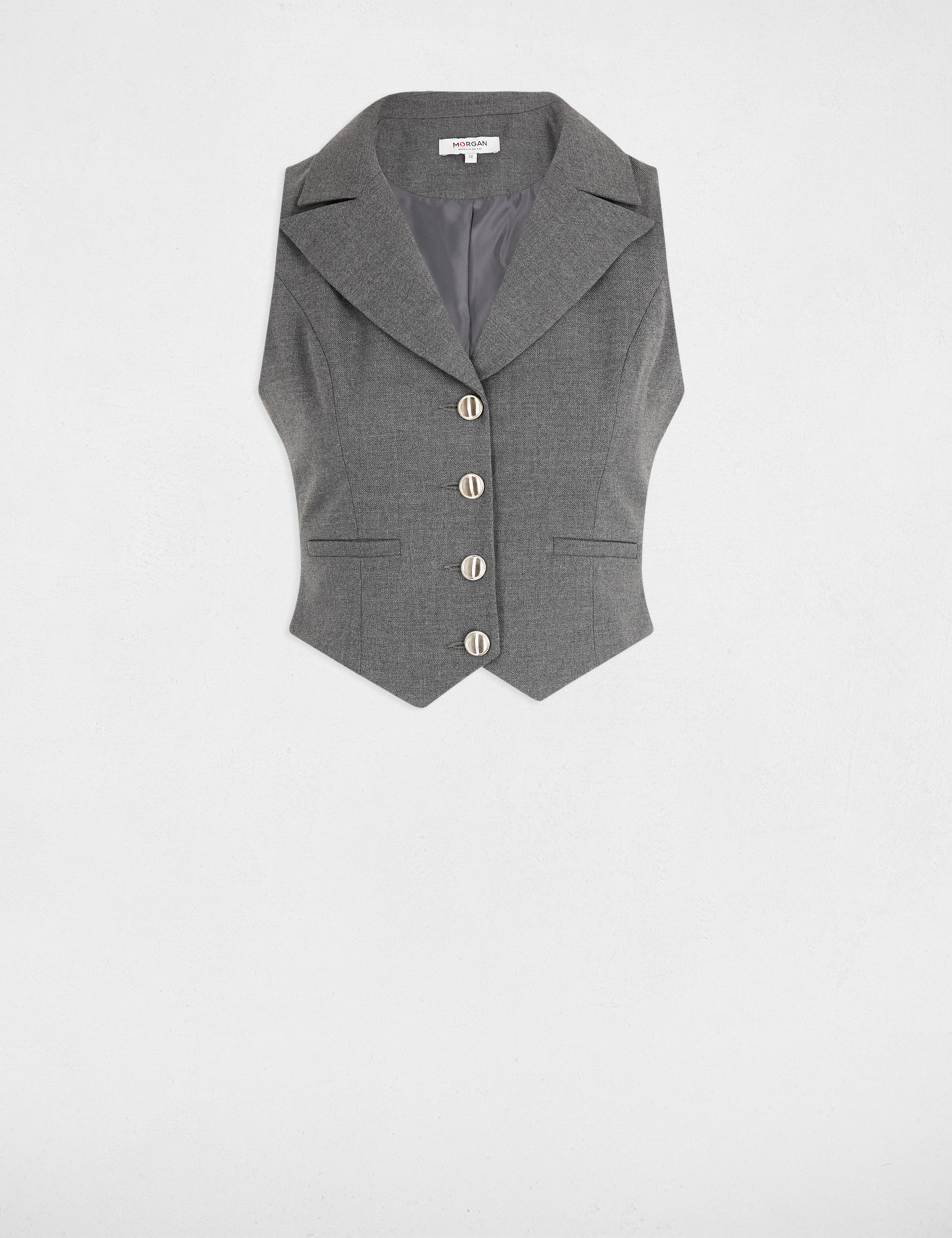 Sleeveless fitted cardigan light grey women