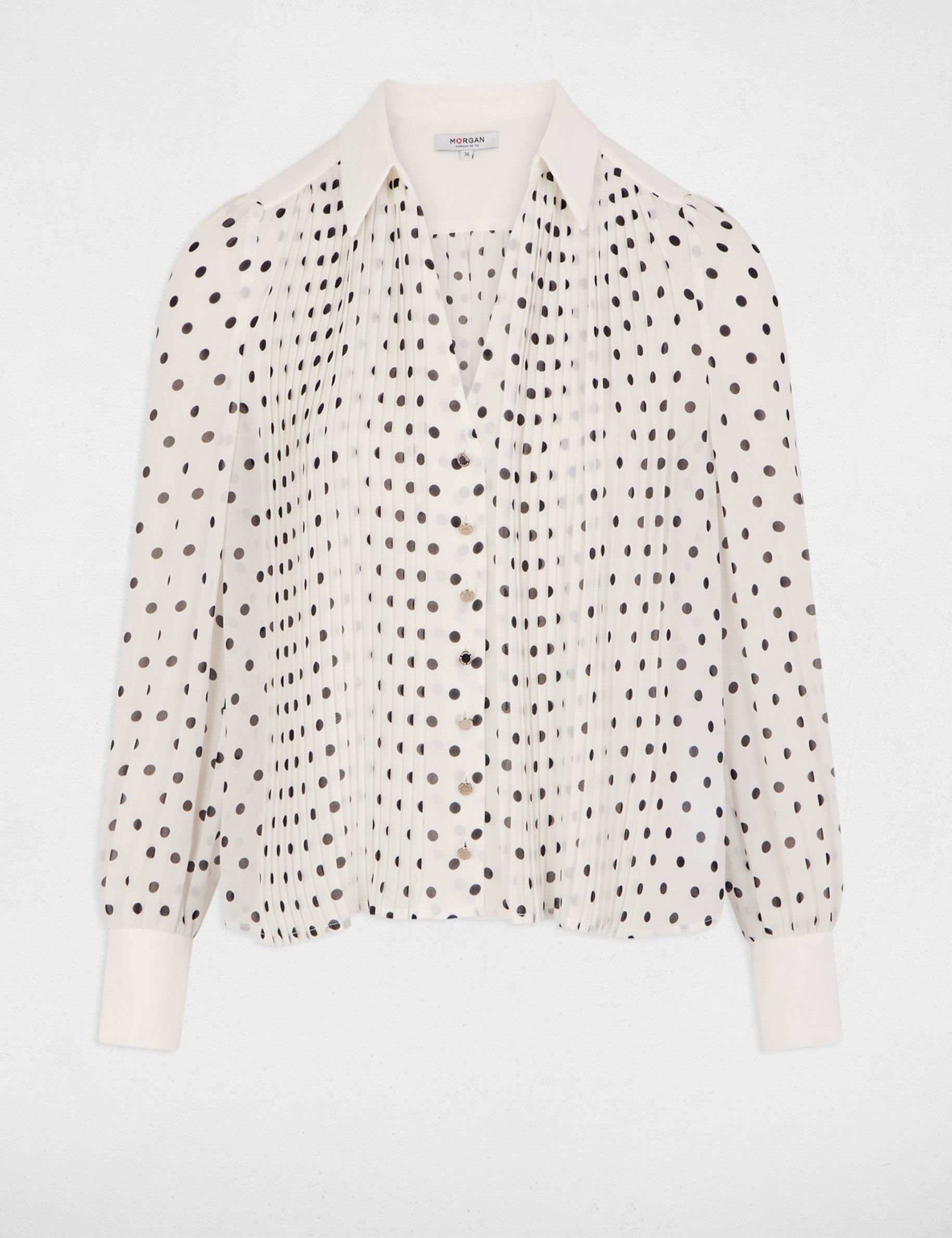 Long-sleeved printed shirt white women